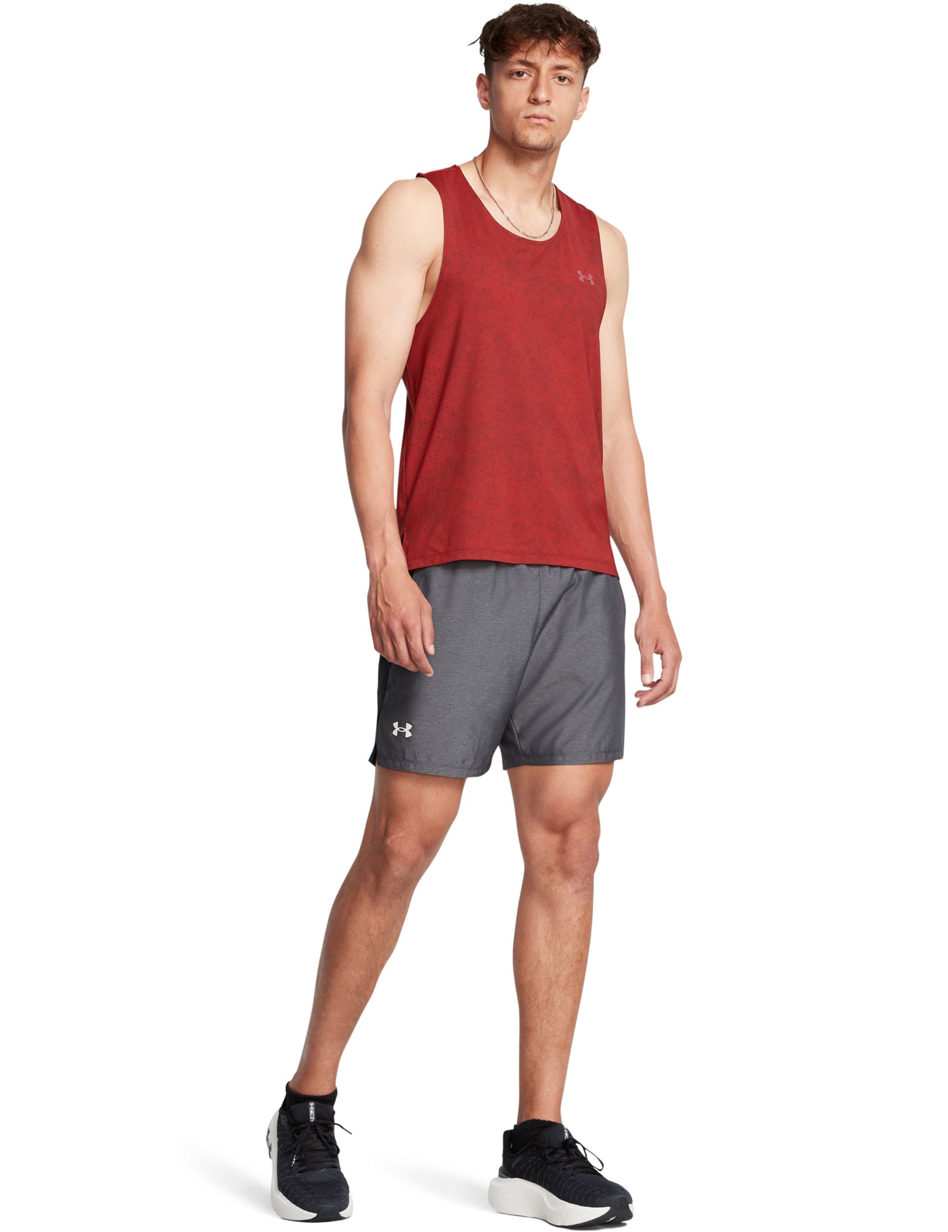 Under Armour Men's Launch 7in Heather Stretch Running Shorts - Charcoal Mix, Charcoal Mix