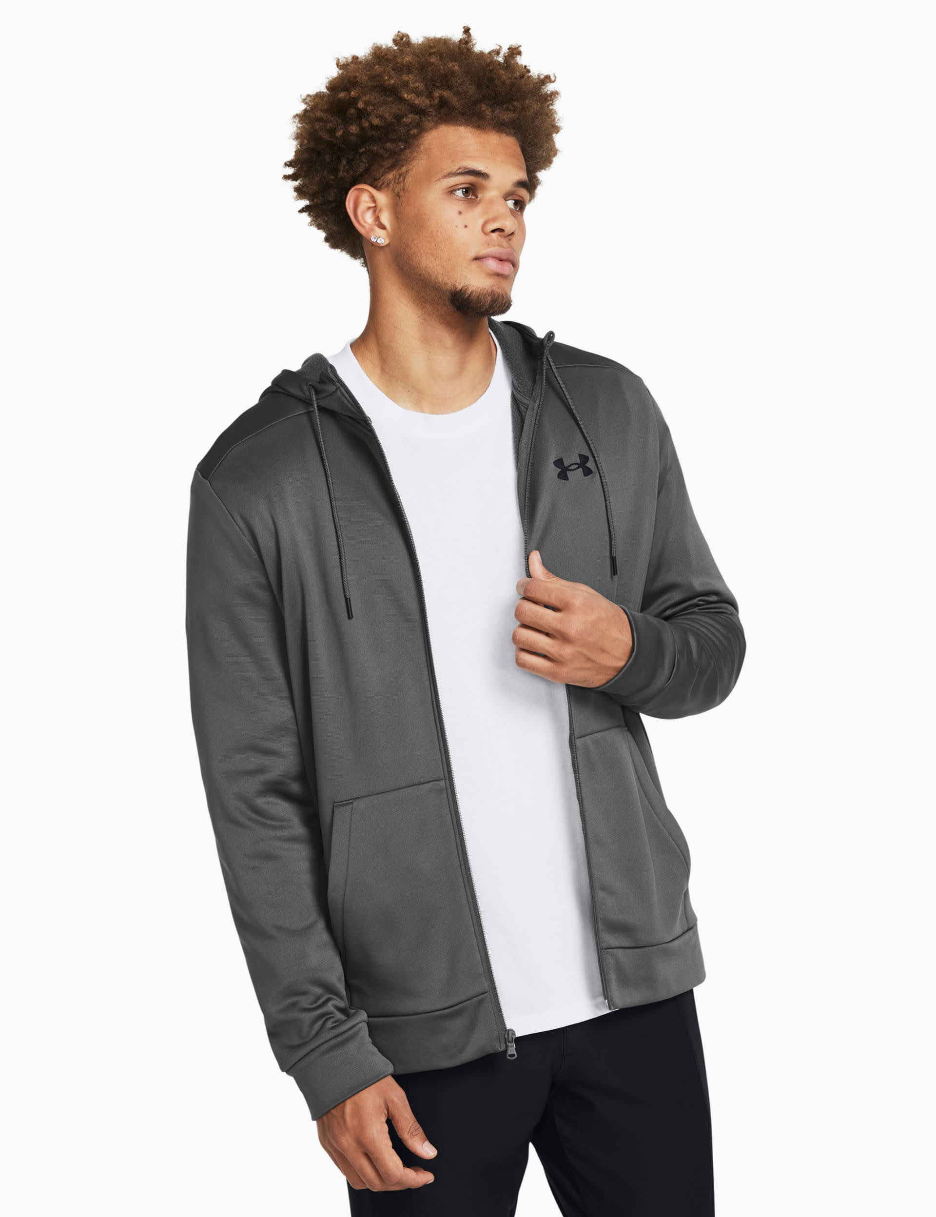 Under Armour Men's Amour Fleece Zip Up Training Hoodie - XXL - Dark Grey, Dark Grey