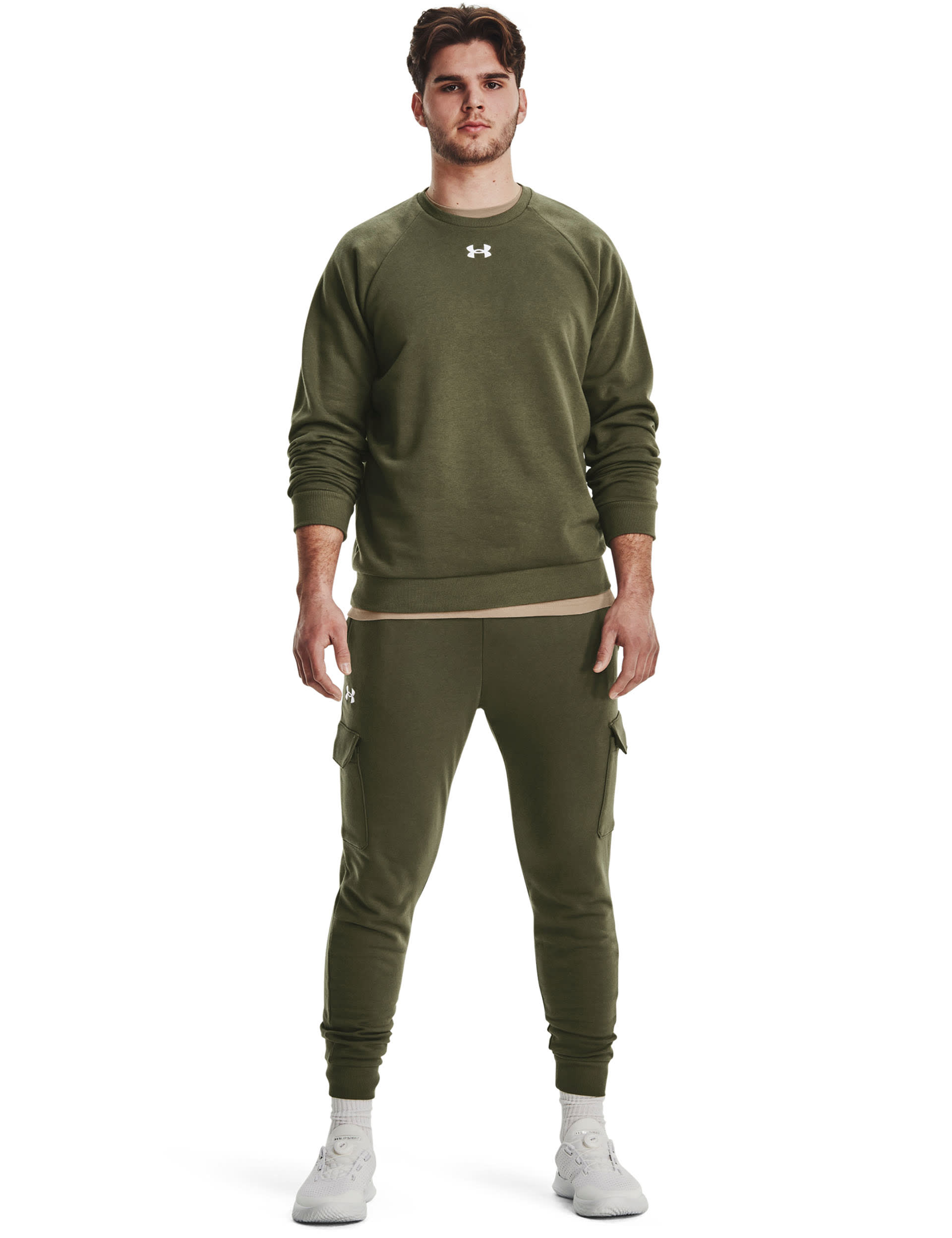 Under Armour Men's Rival Fleece Sweatshirt - Khaki, Grey,Khaki