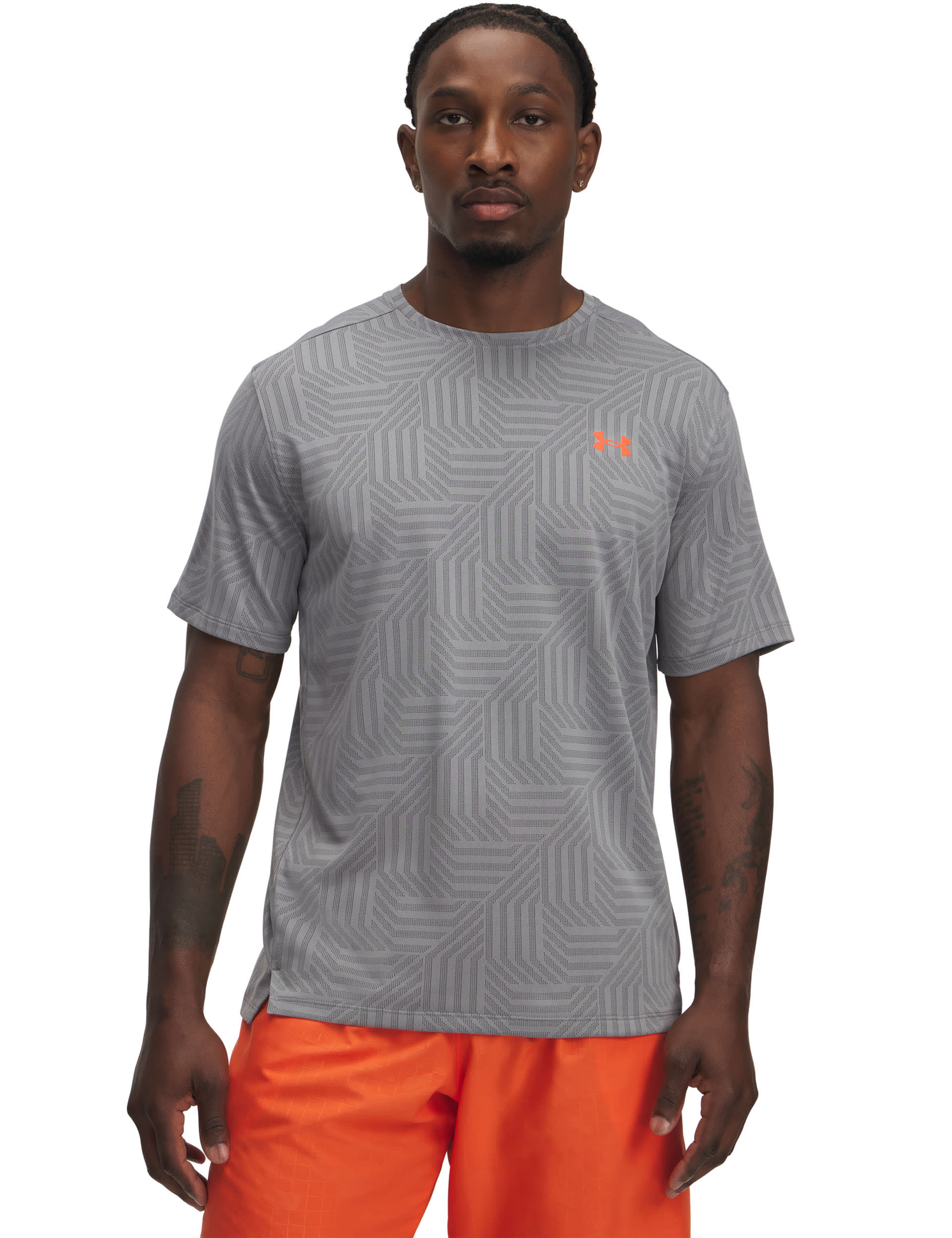 Under Armour Men's Tech Vent Geotessa Training T-Shirt - L - Dark Grey, Blue,Dark Grey