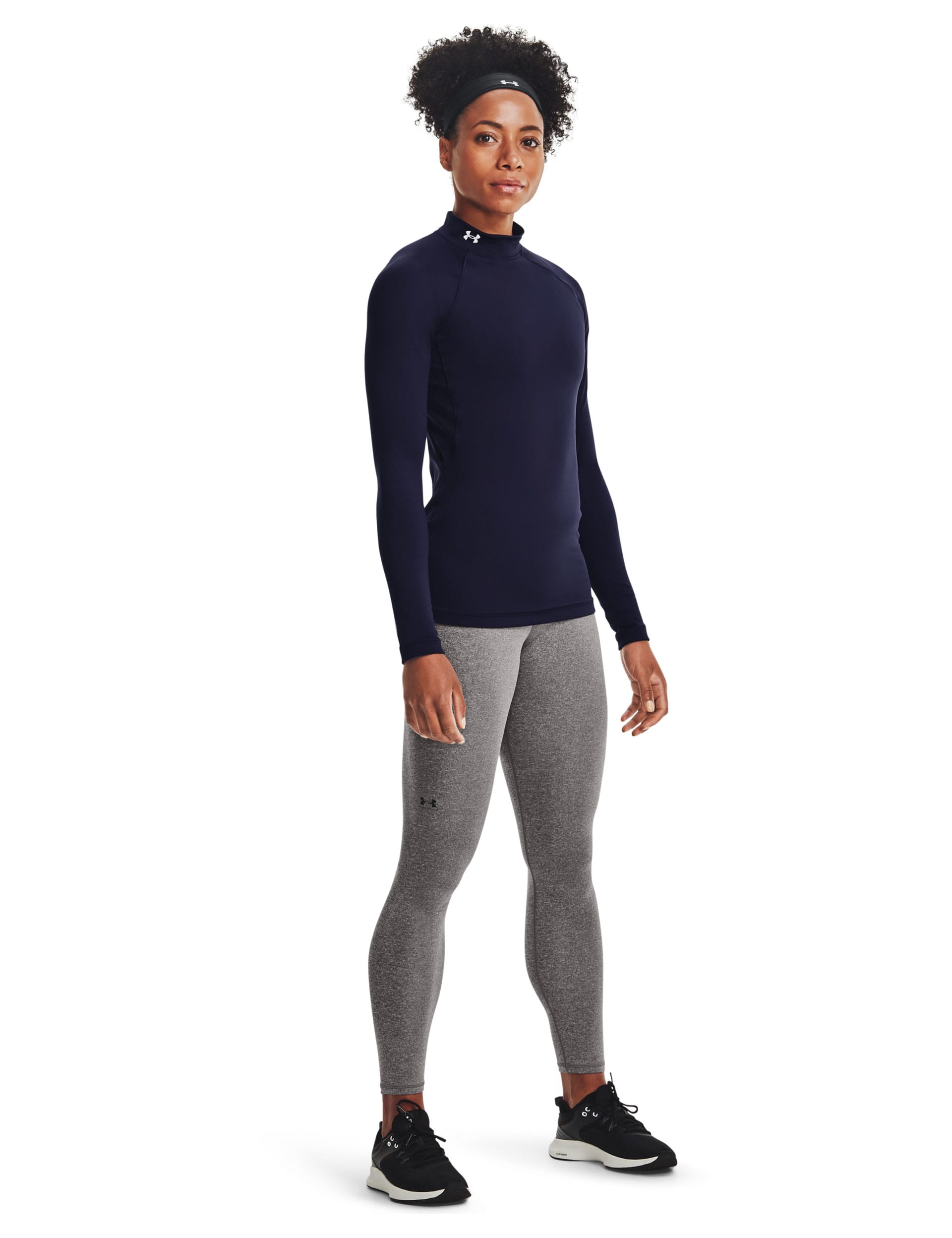 Under Armour Women's Authentics ColdGear Funnel Neck Top - Dark Navy, Dark Navy,Dark Red