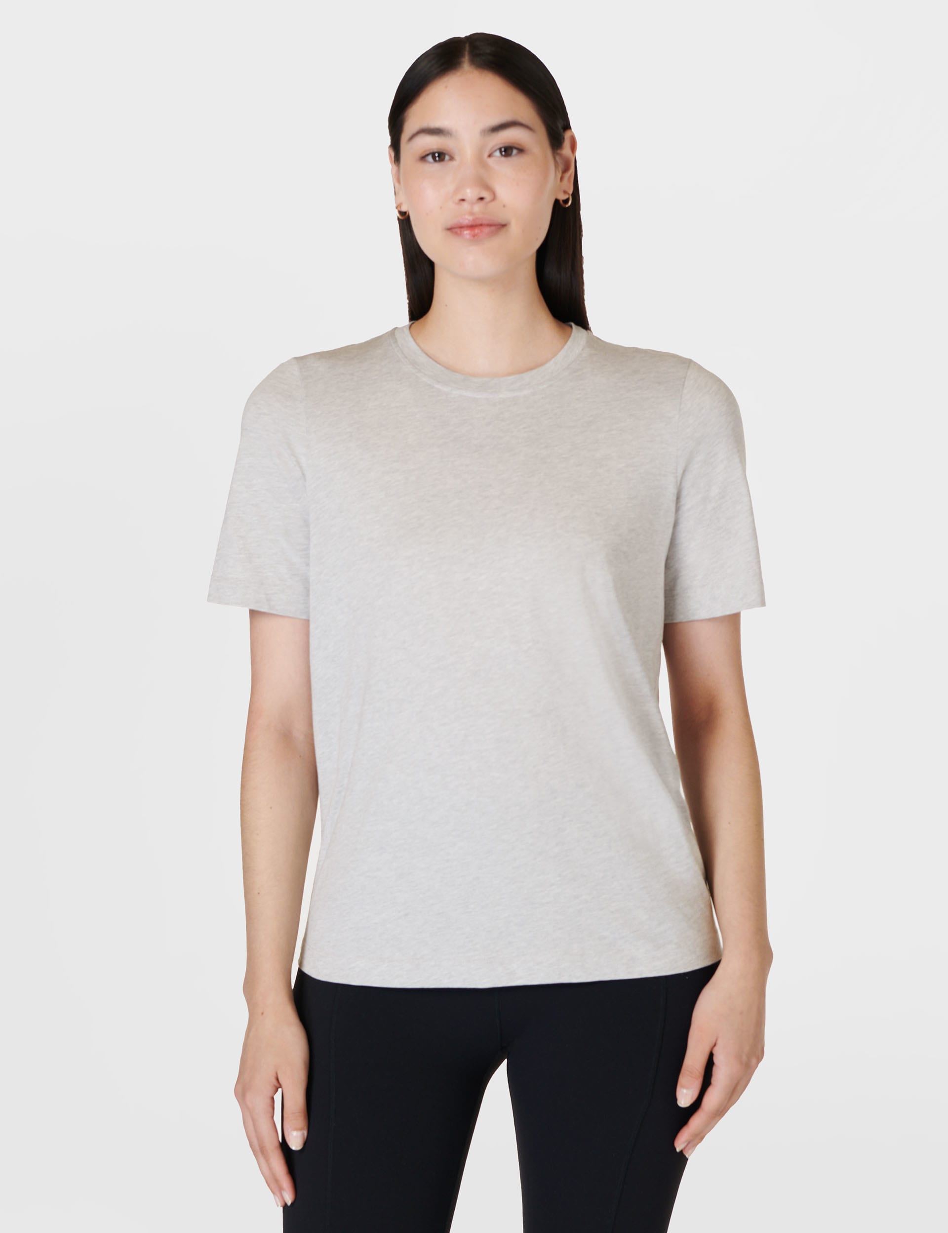 Sweaty Betty Women's Essential Cotton Rich Crew Neck T-Shirt - M - Chambray, Chambray,Duck Egg,Black