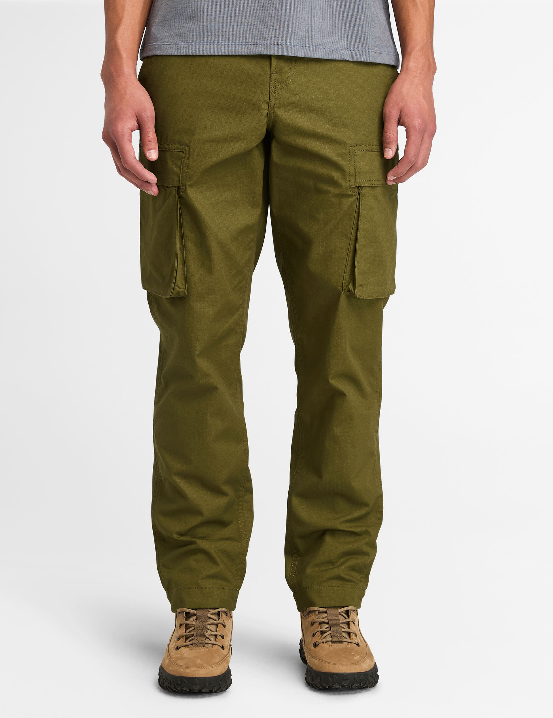 Timberland Men's Pure Cotton Cargo Trousers - 34 - Khaki, Khaki,Dark Navy