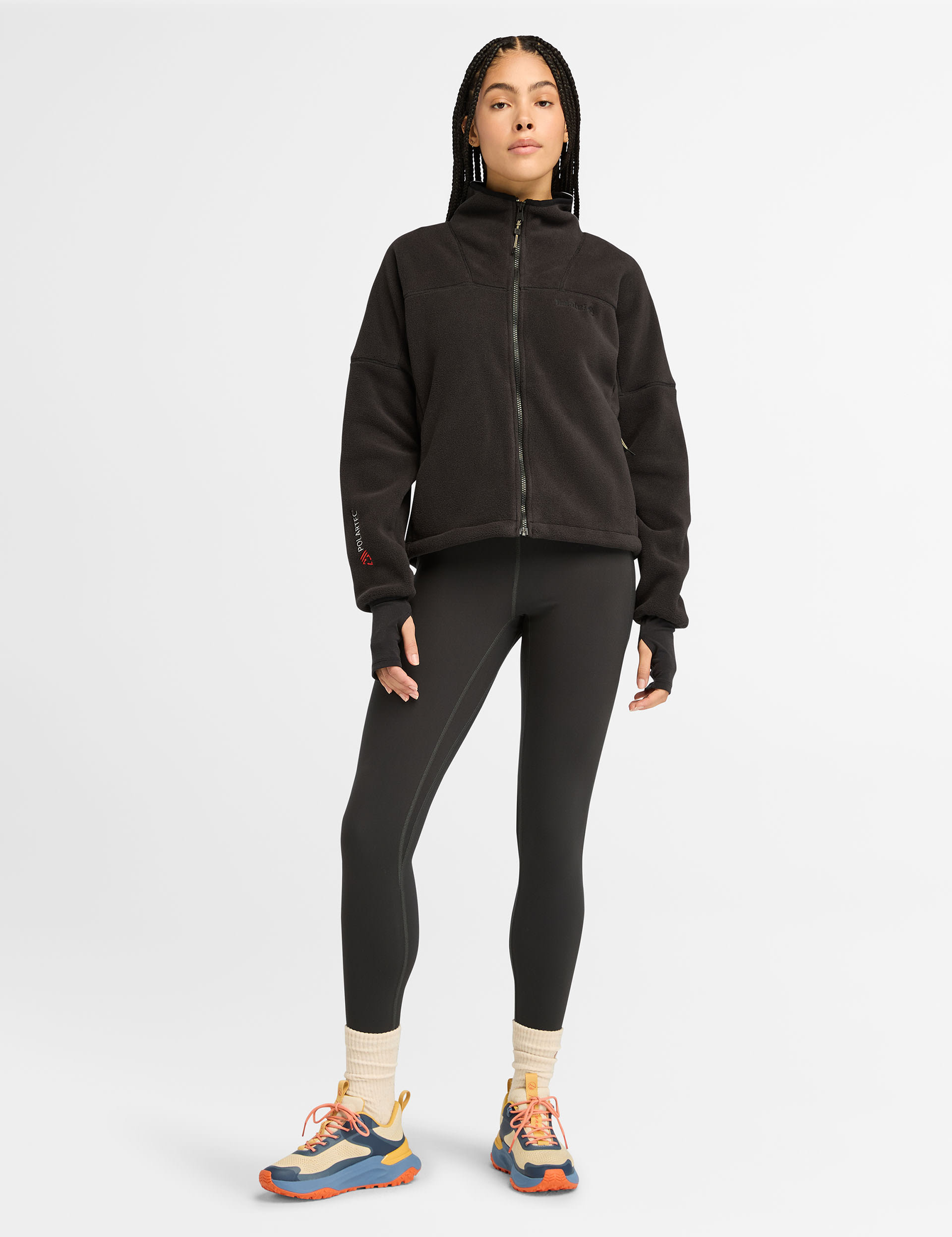 Timberland Women's Funnel Neck Fleece Jacket - M - Black, Black,Cream