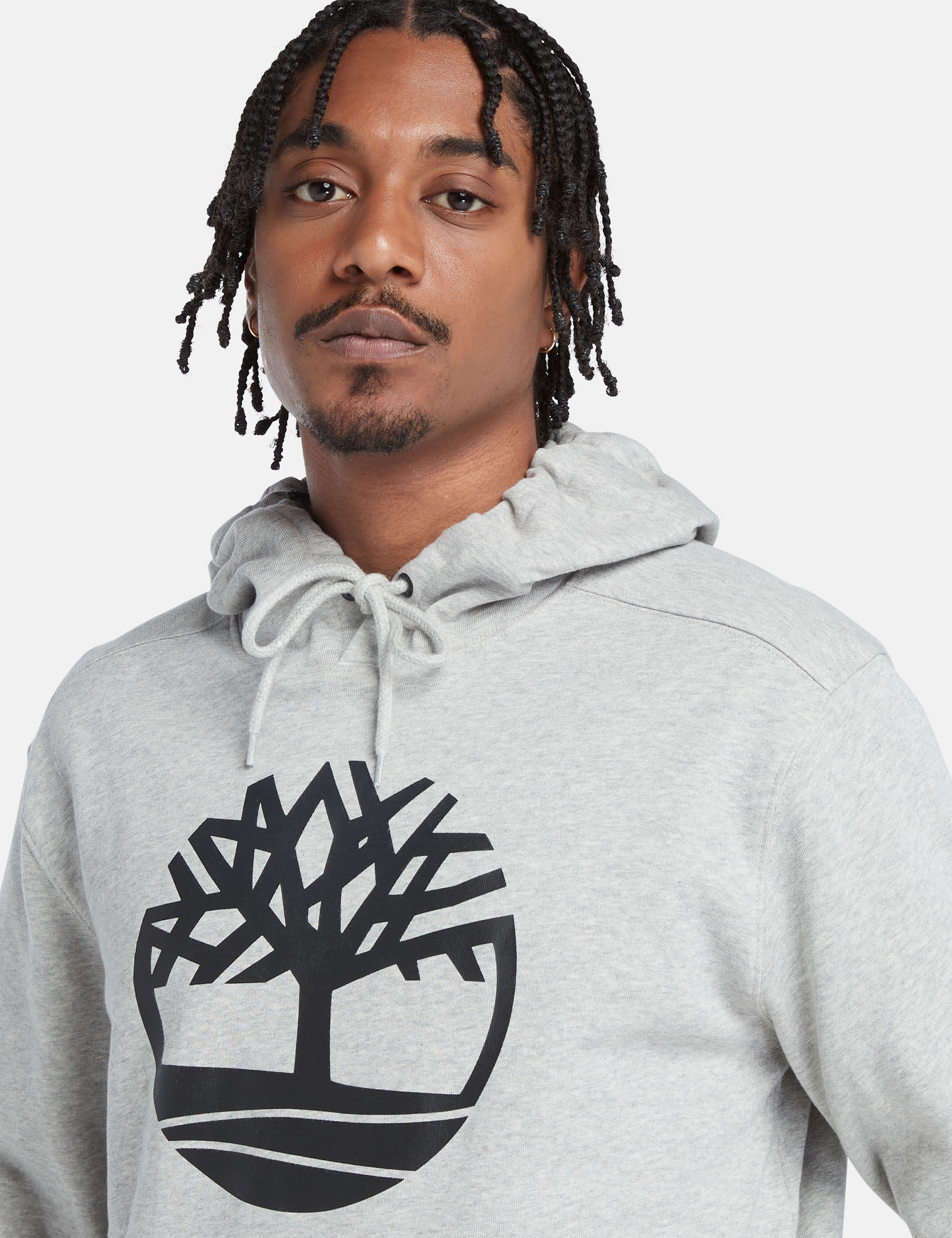 Timberland Men's River Tree Logo Cotton Rich Hoodie - Grey, Grey,Dark Navy