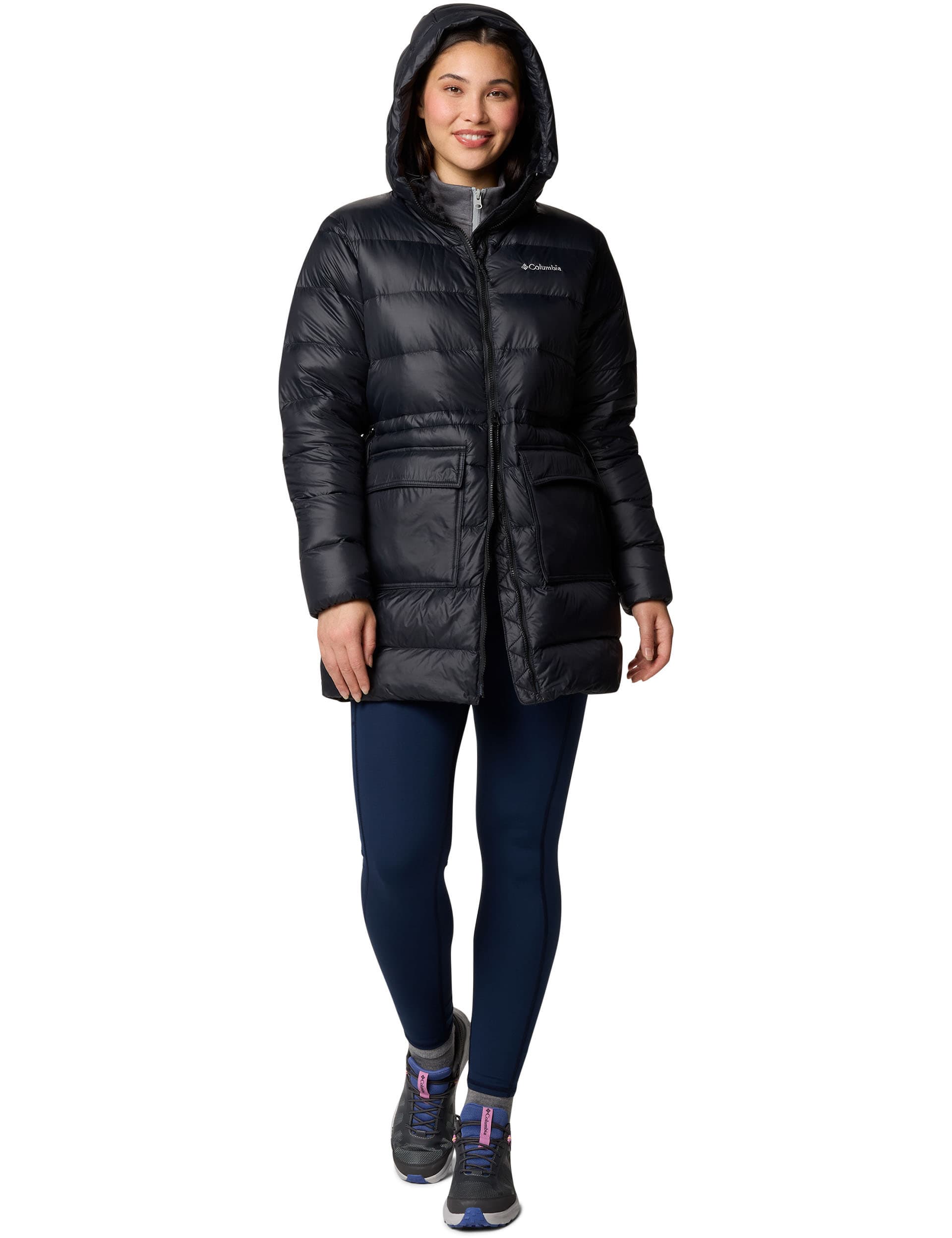 Columbia Women's Harmony Falls Hooded Puffer Jacket - Black, Black,Stone