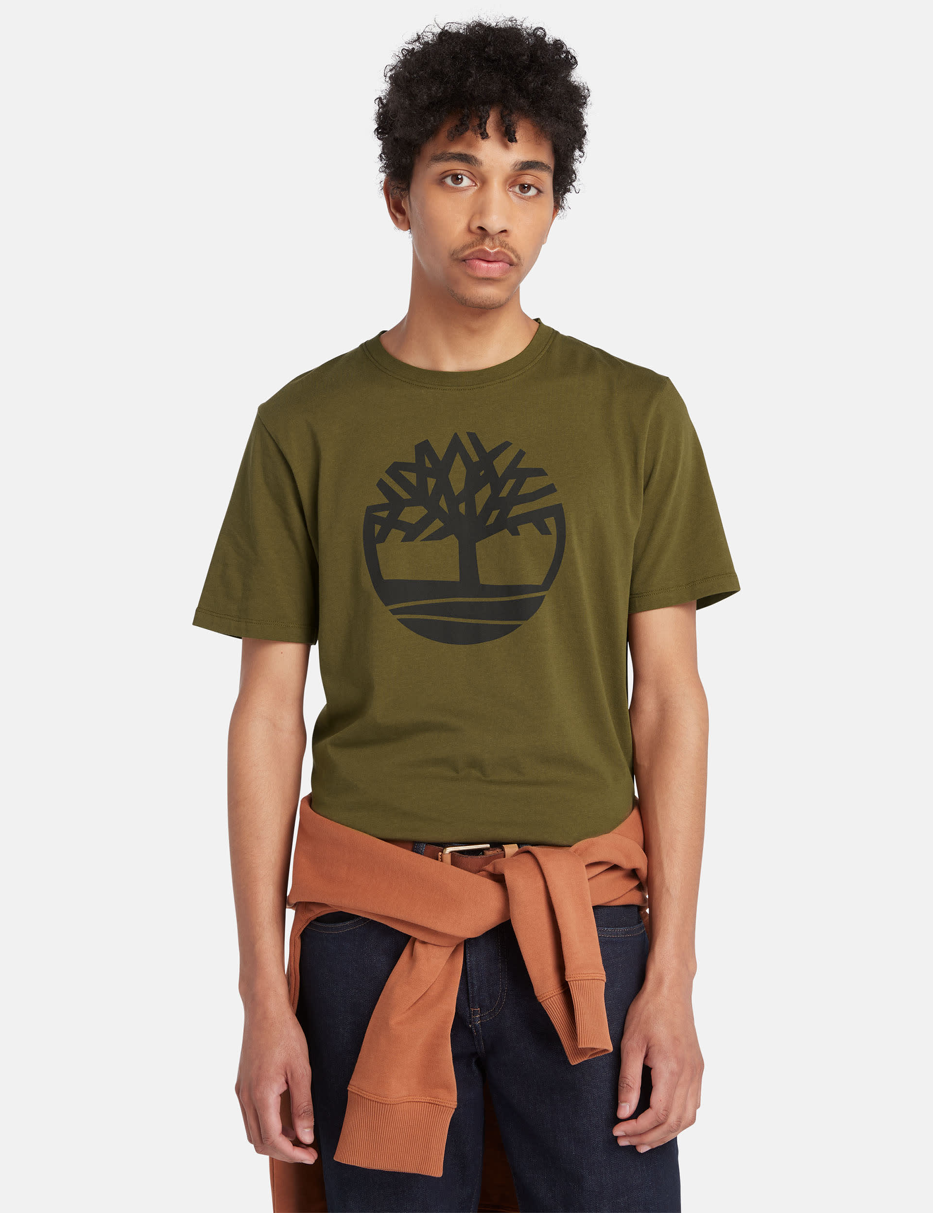 Timberland Men's Pure Cotton Logo T-Shirt - XL - Khaki, Khaki,Black