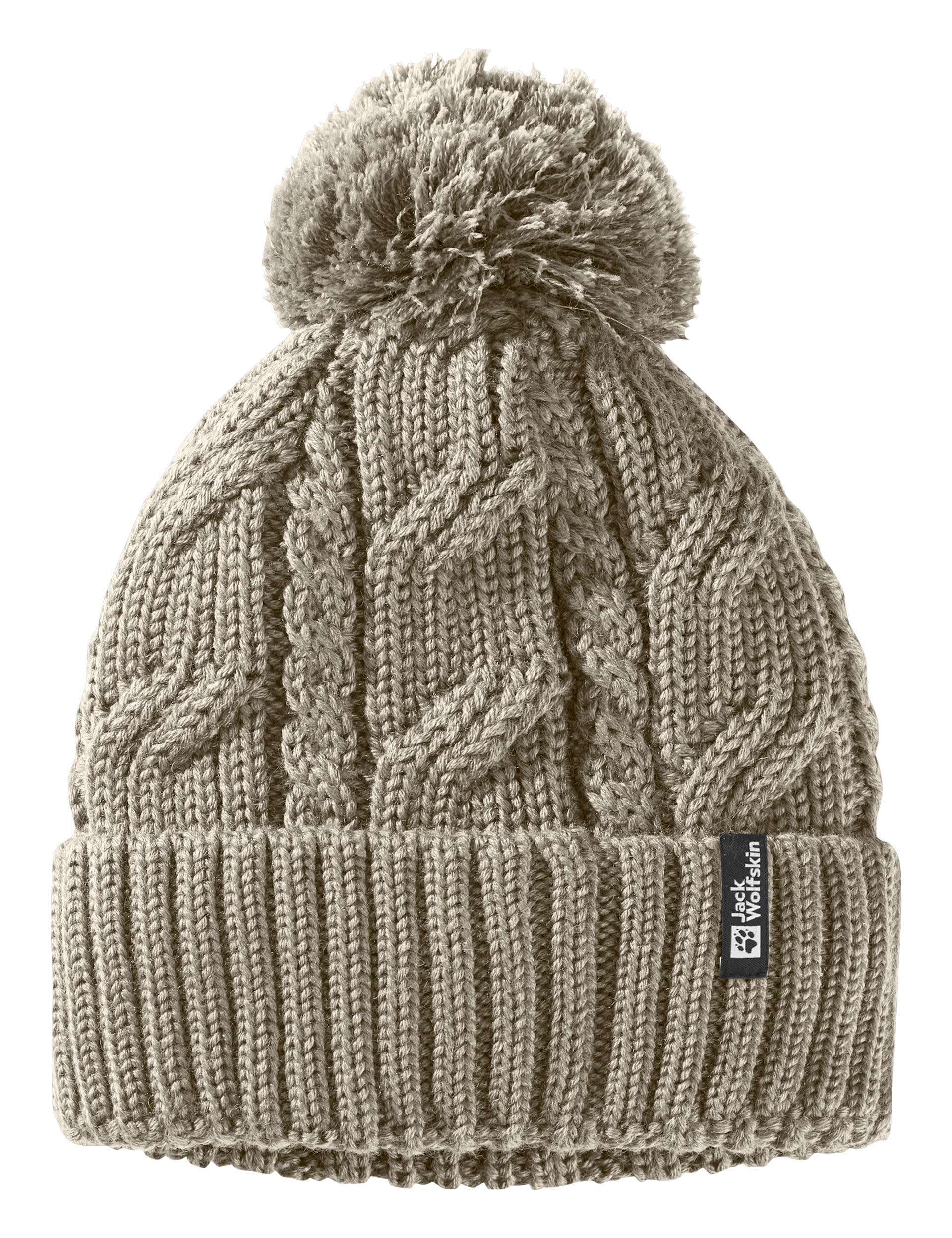 Jack Wolfskin Women's Wool Blend Fleece Lined Pompom Hat - Putty, Putty