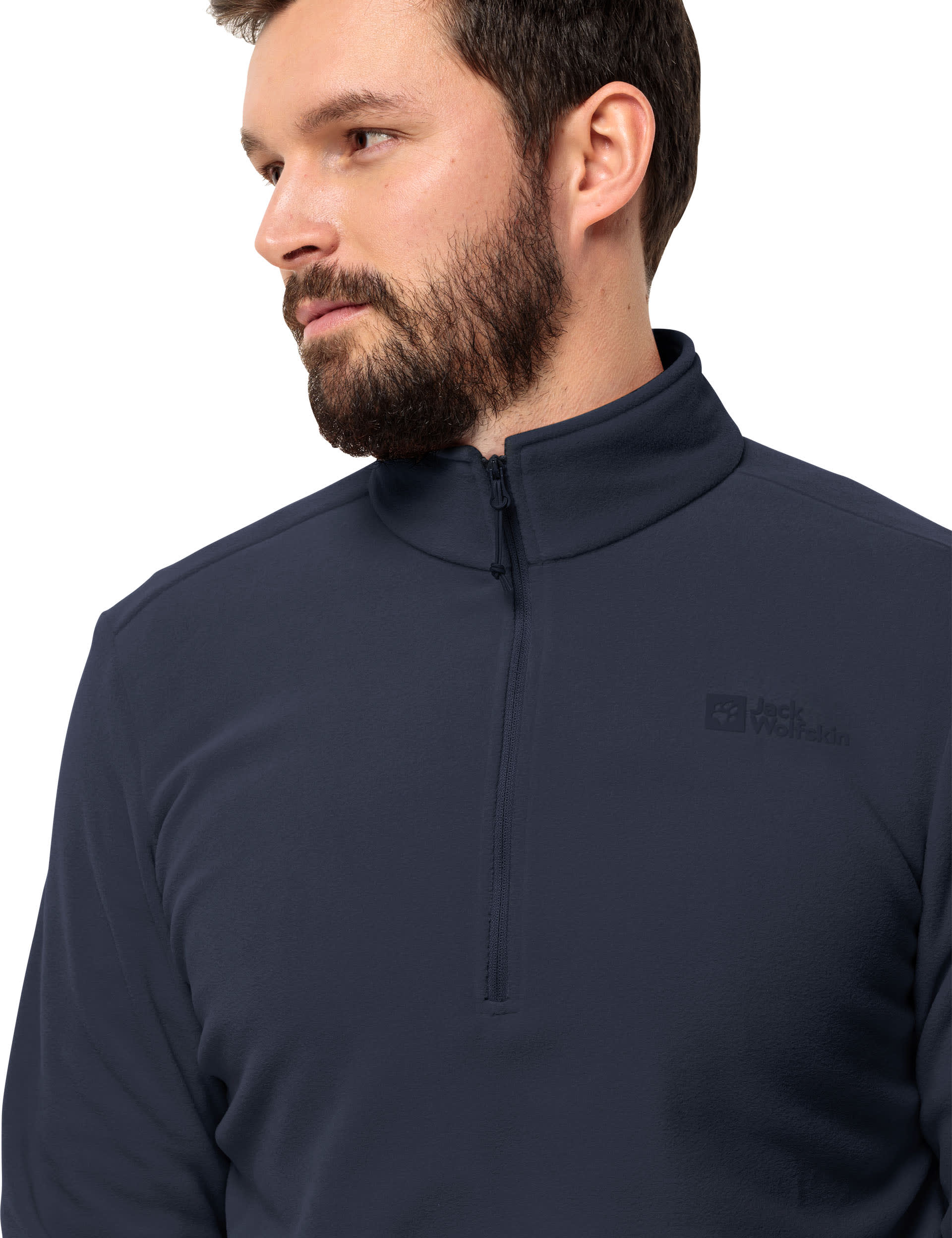 Jack Wolfskin Men's Taunus Half Zip Funnel Neck Fleece Sweatshirt - XL - Dark Navy, Dark Green,Dark 