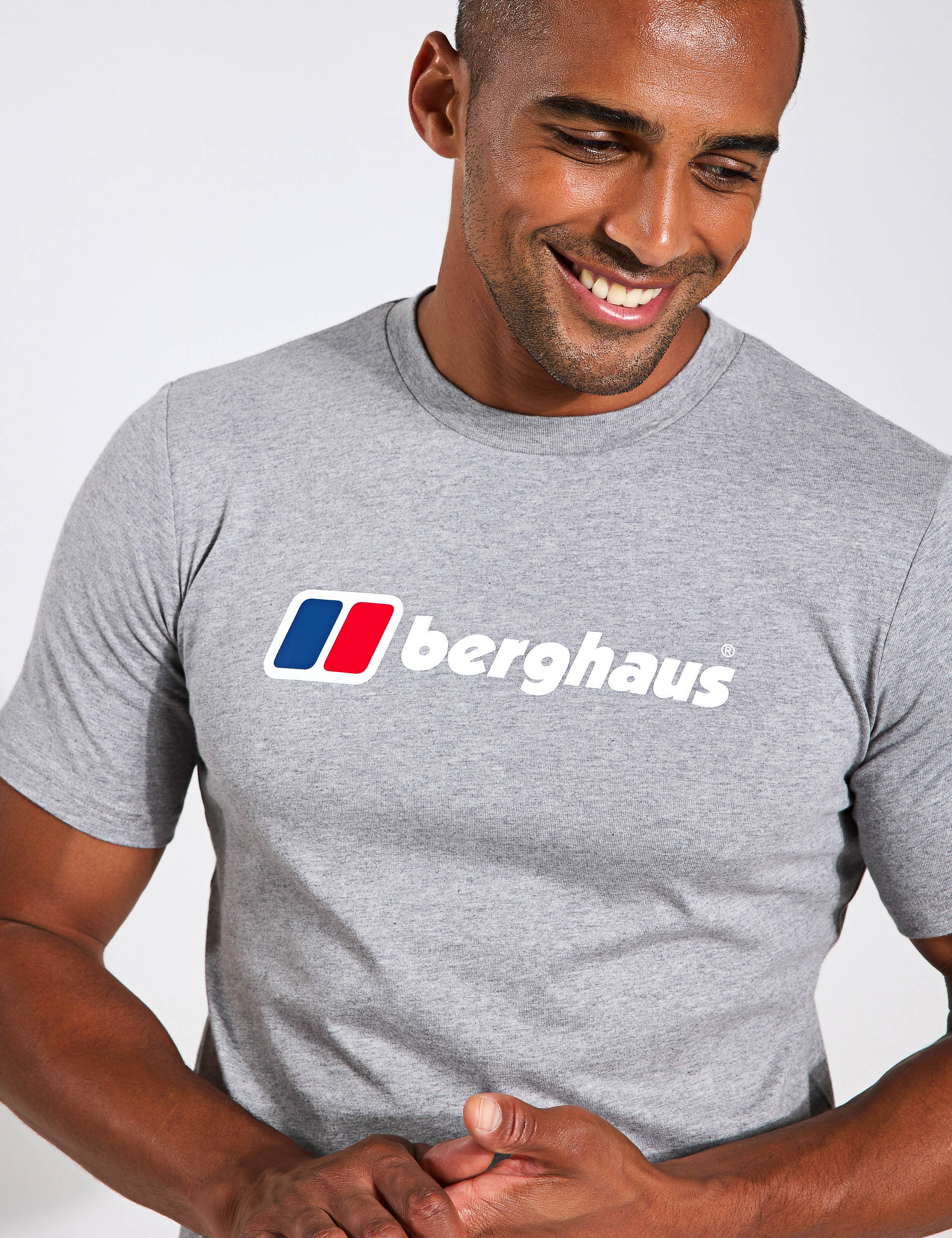 Berghaus Men's Big Classic Logo Pure Cotton T-Shirt - Grey, Dark Blue,Grey