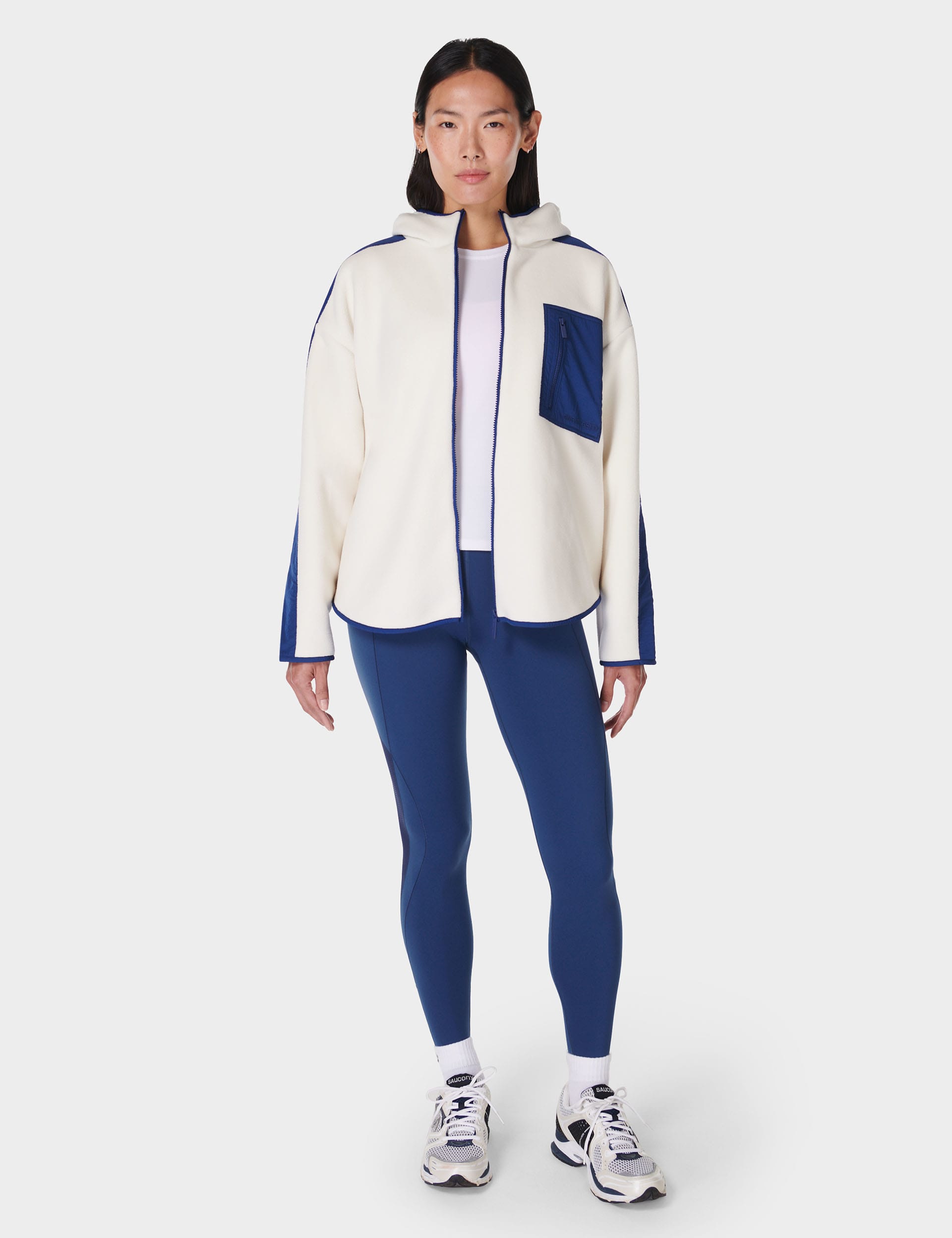 Sweaty Betty Women's Roam Borg Hooded Funnel Neck Jacket - White Mix, White Mix