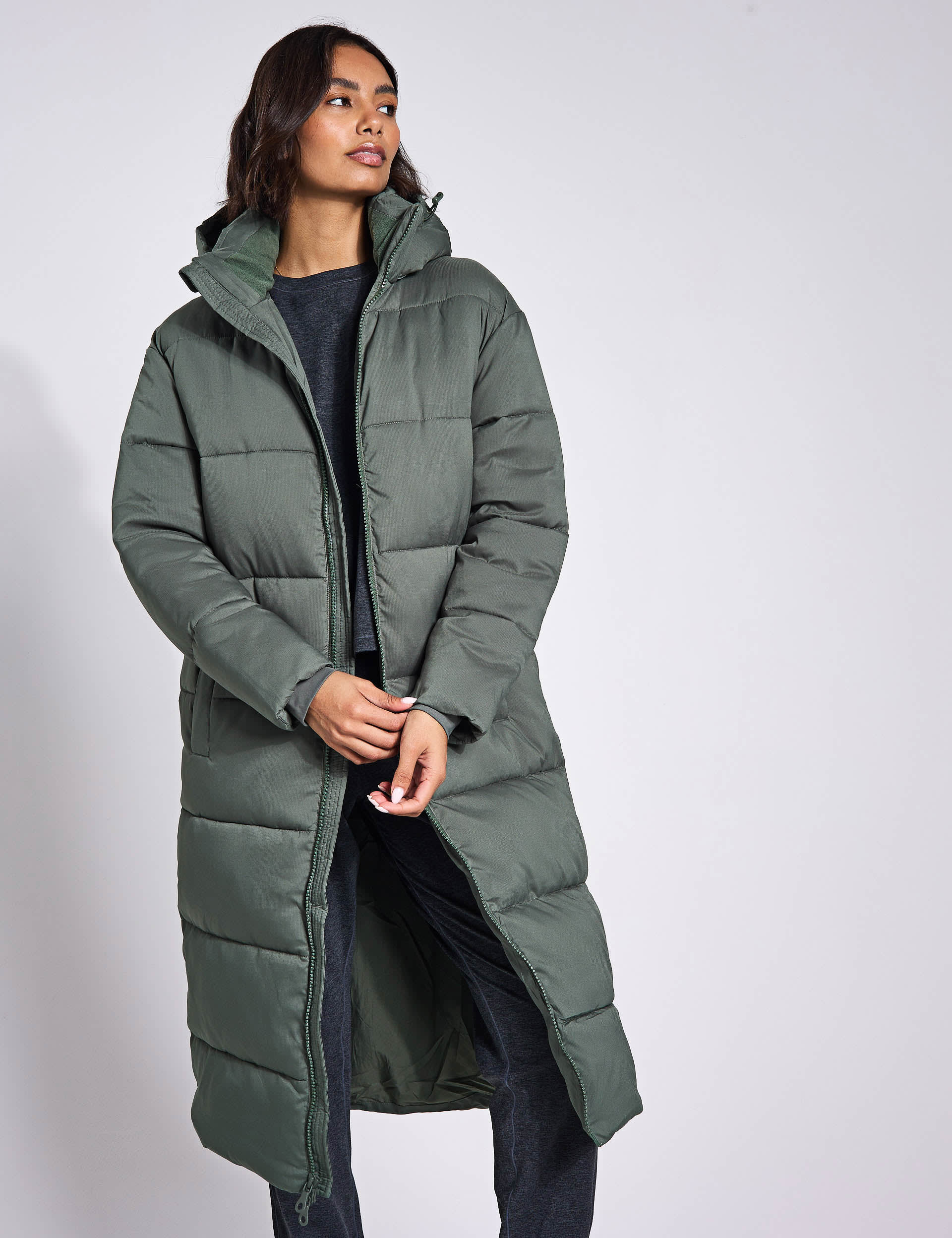 Girlfriend Collective Women's Longline Puffer Jacket - S - Lime Green, Lime Green