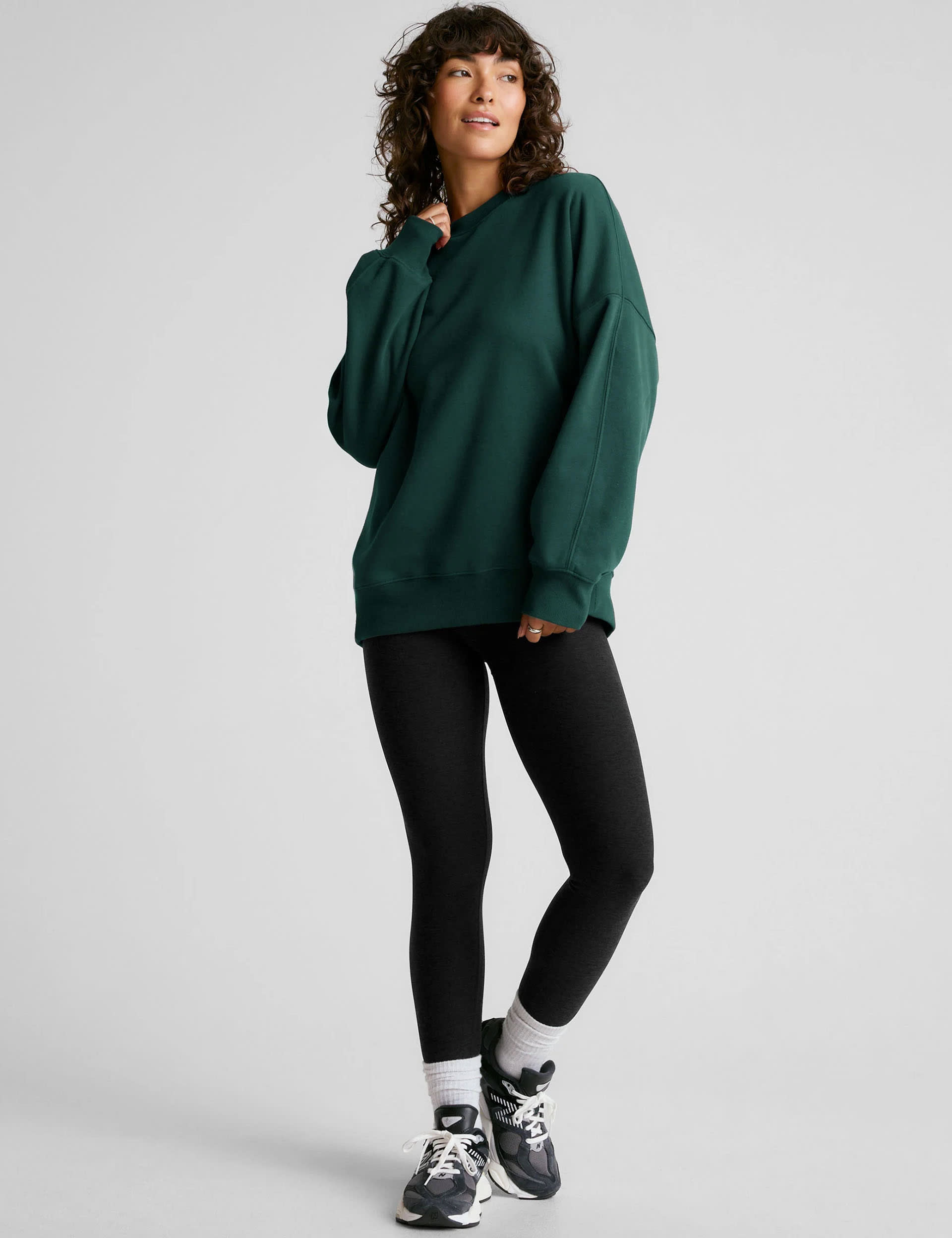 Beyond Yoga Women's Solstice Cotton Rich Crew Neck Sweatshirt - M - Dark Green, Dark Green