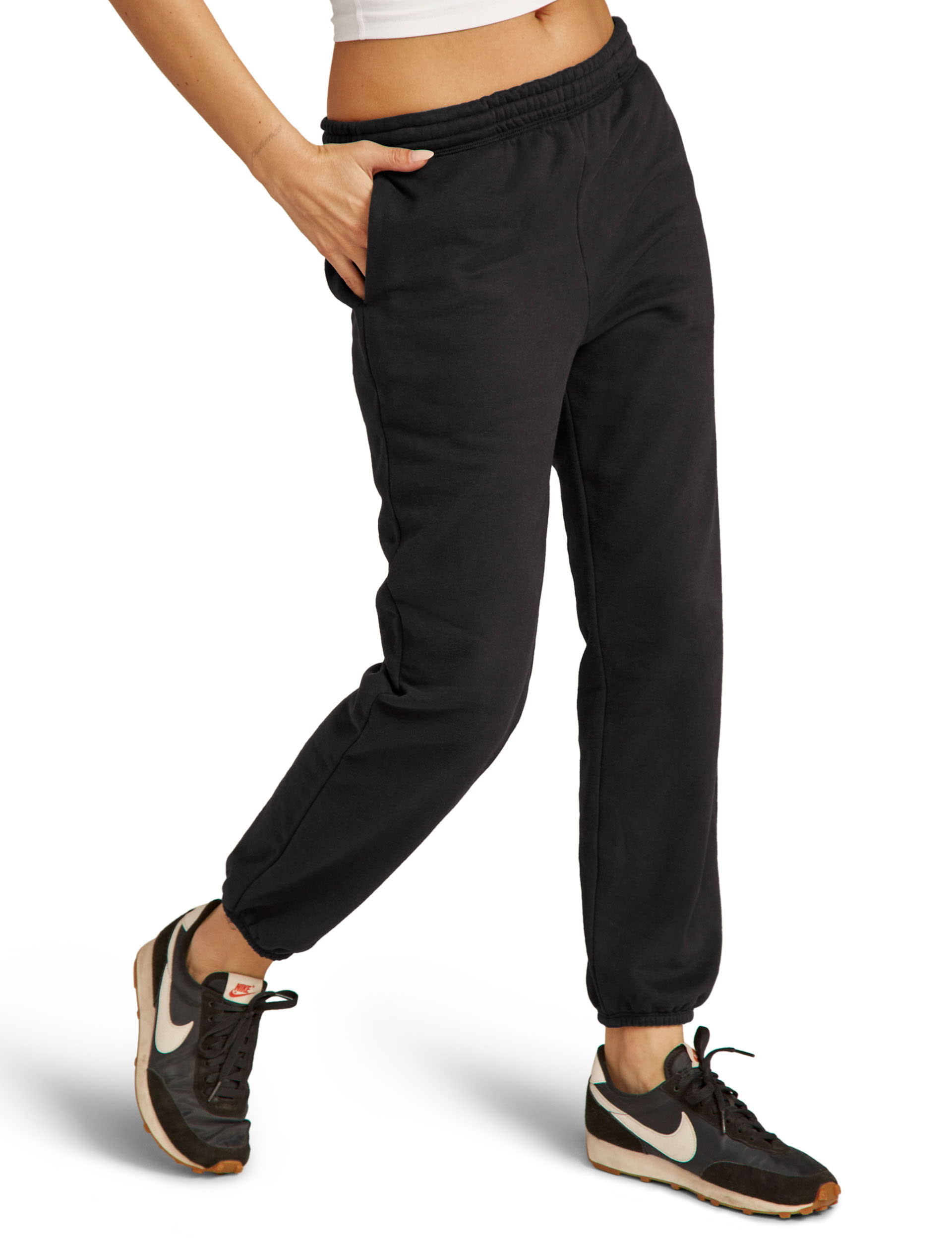 Beyond Yoga Women's On The Go Cotton Rich Ankle Grazer Joggers - M - Black, Dark Navy,Black