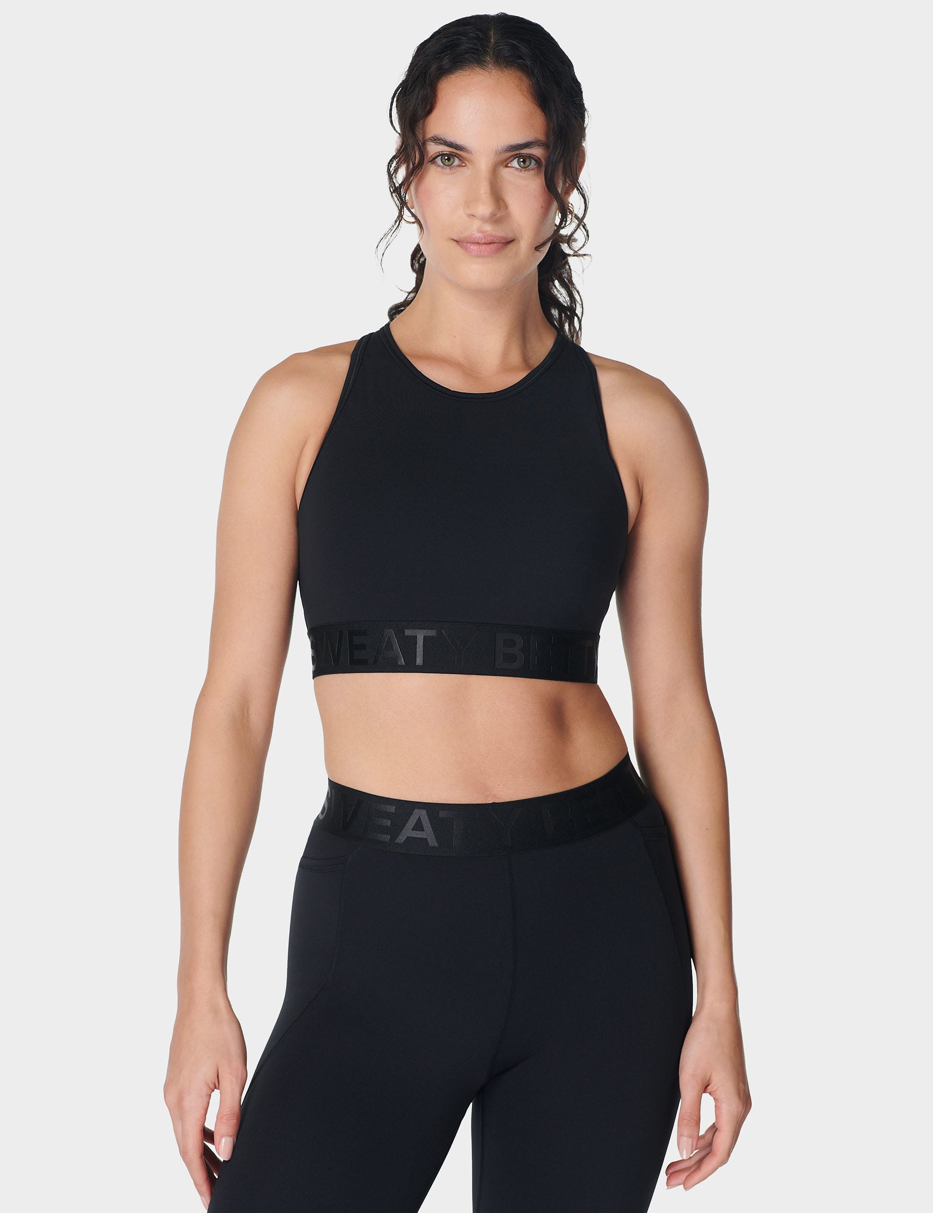 Sweaty Betty Women's Power Logo Padded Crop Top - Black, Black