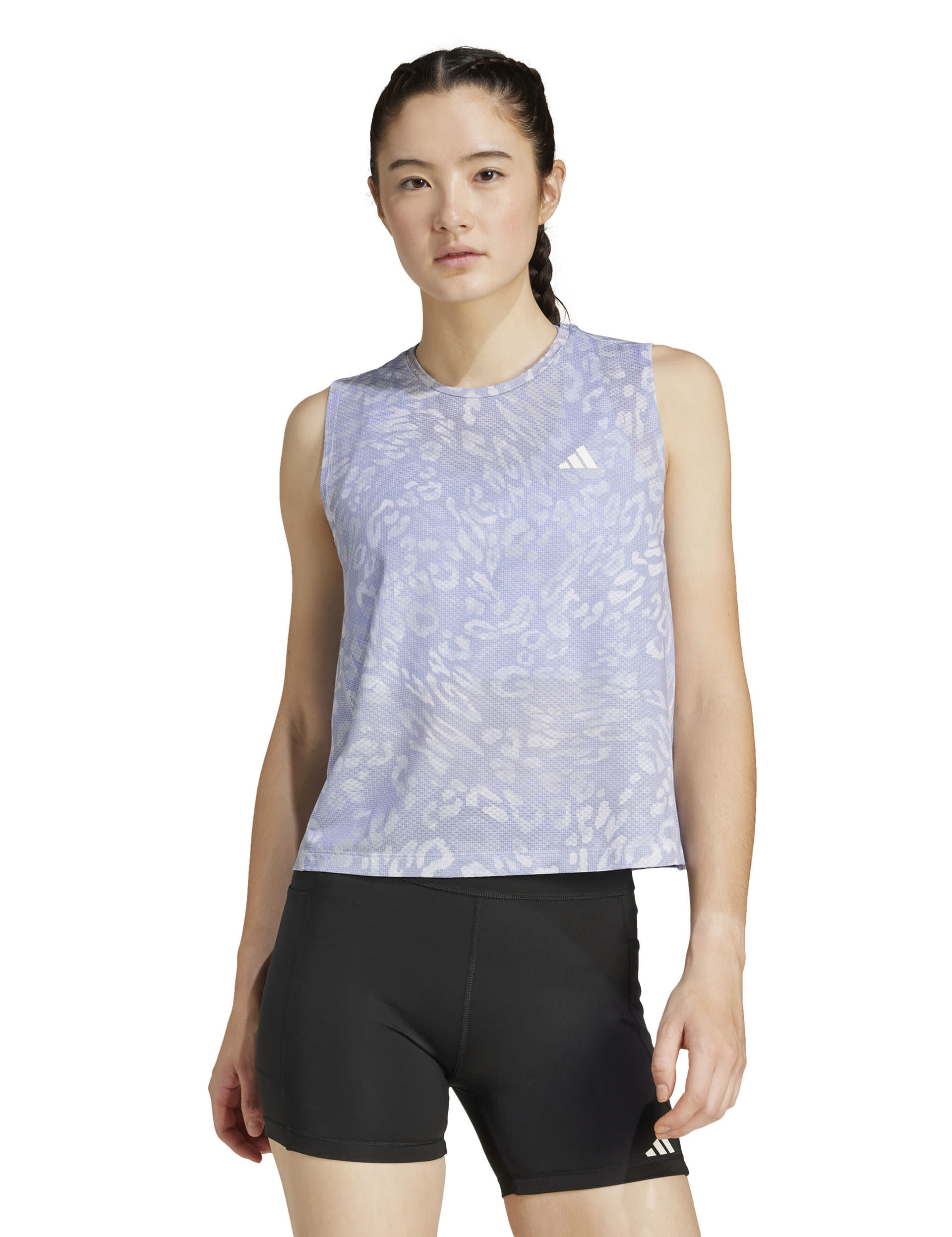 Adidas Women's Own the Run Running Vest Top - L - Light Blue Mix, Light Blue Mix