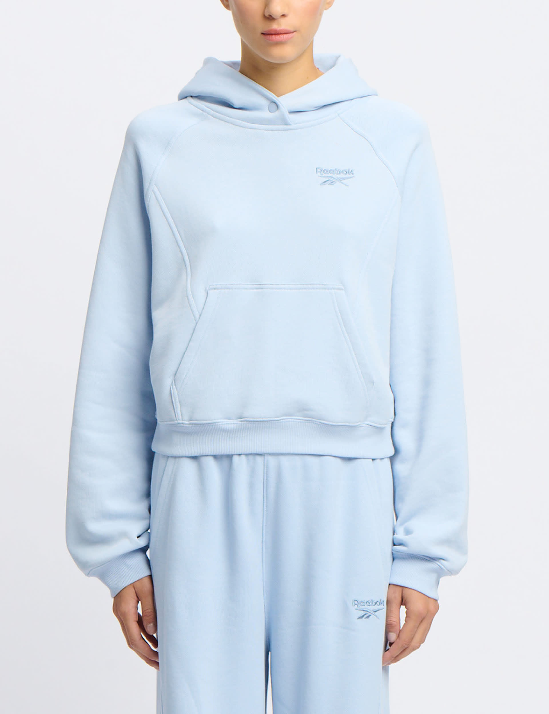 Reebok Women's Icon Elements Pure Cotton Relaxed Hoodie - Pale Blue, Pale Blue