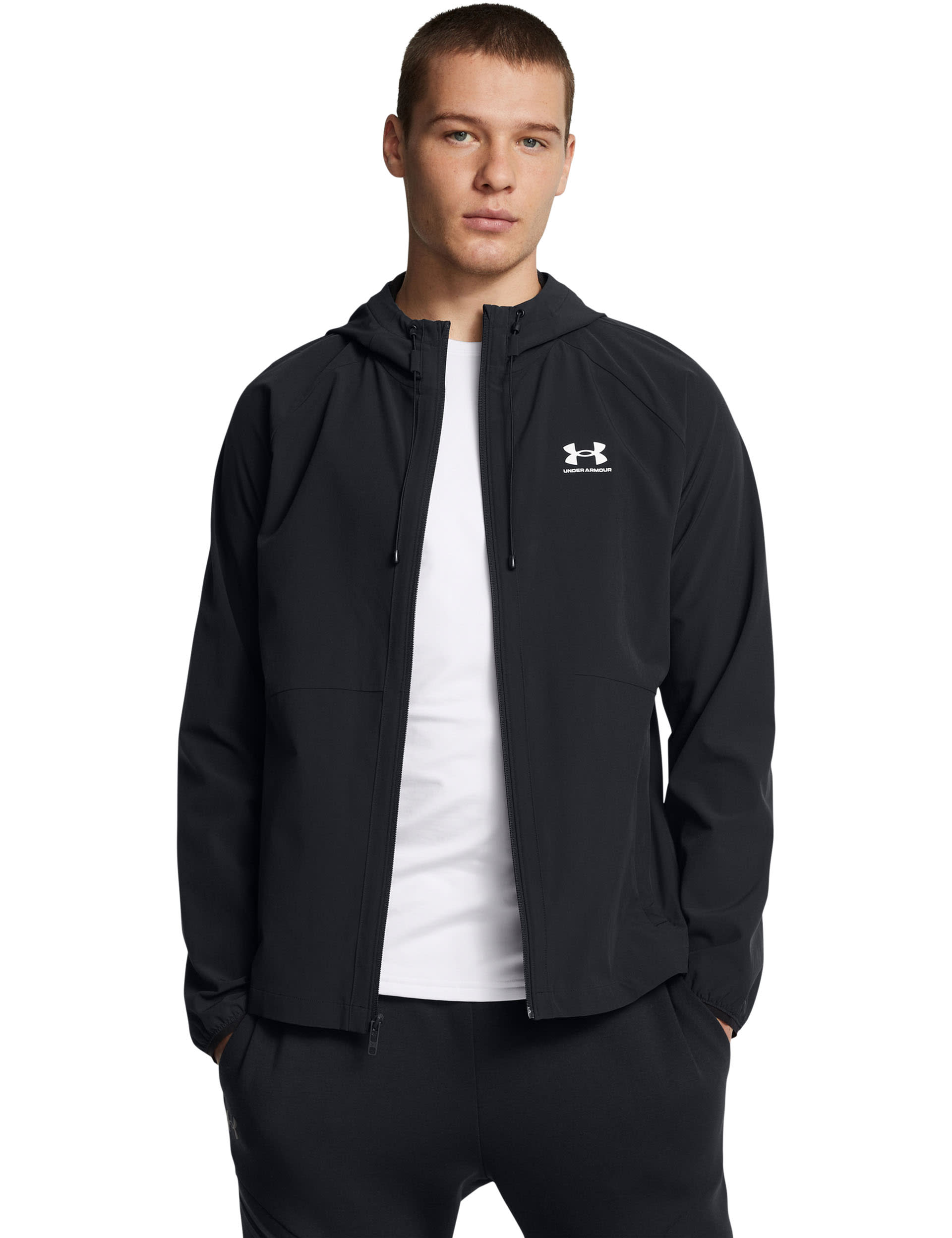 Under Armour Men's Stretch Woven Windbreaker Sports Jacket - L - Black, Black,Taupe