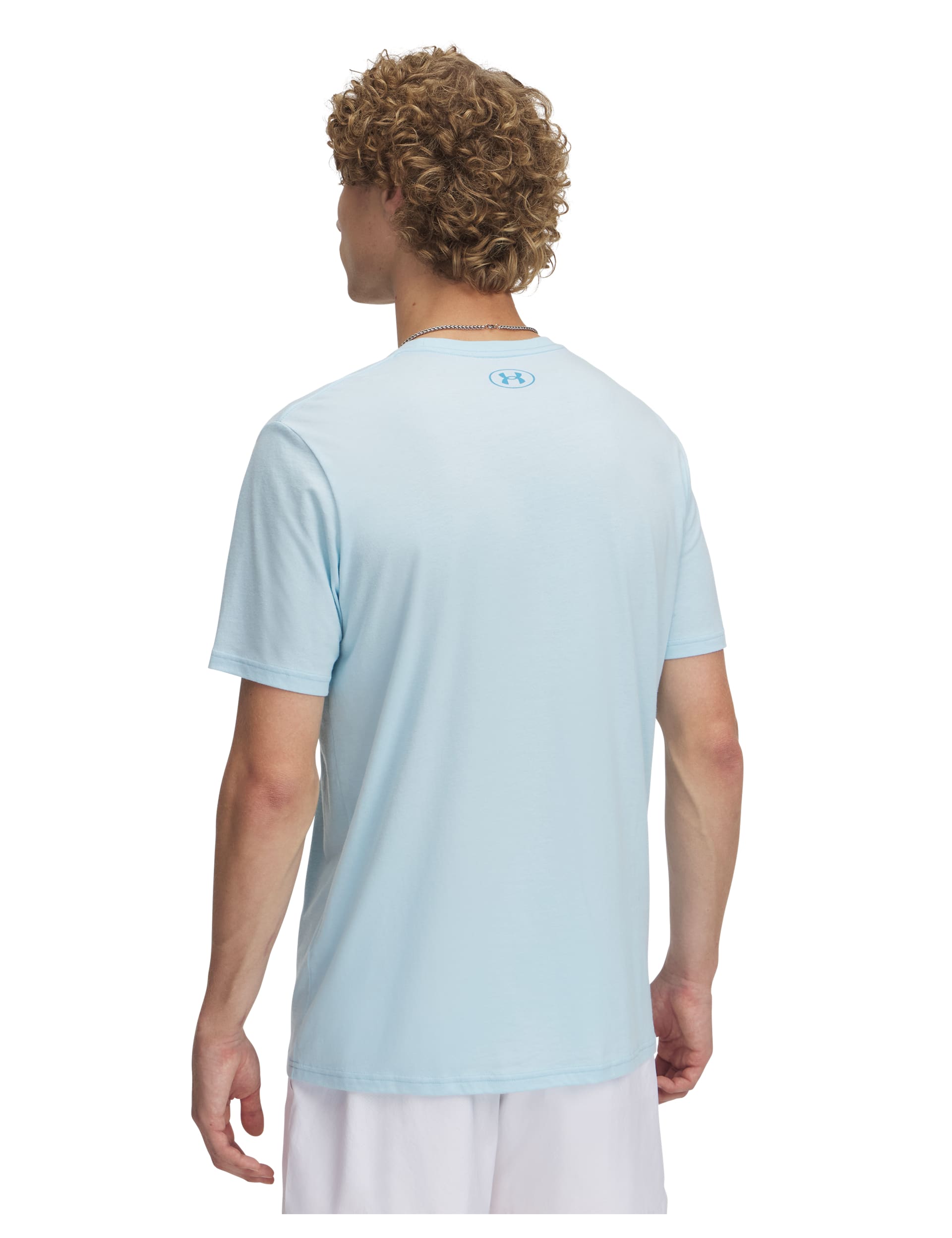 Under Armour Men's Stacked Logo Cotton Rich Crew Neck T-Shirt - M - Light Blue, Light Blue