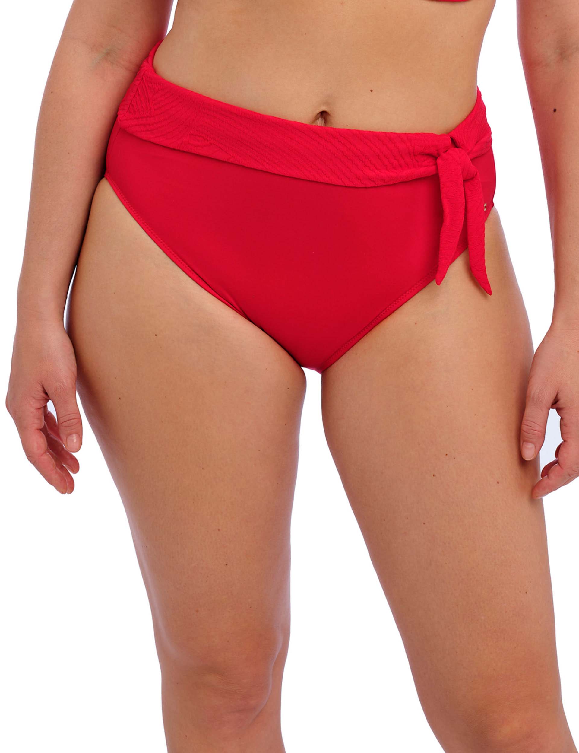 Fantasie Women's Ottawa Textured High Waisted Bikini Bottoms - L, Red,Black