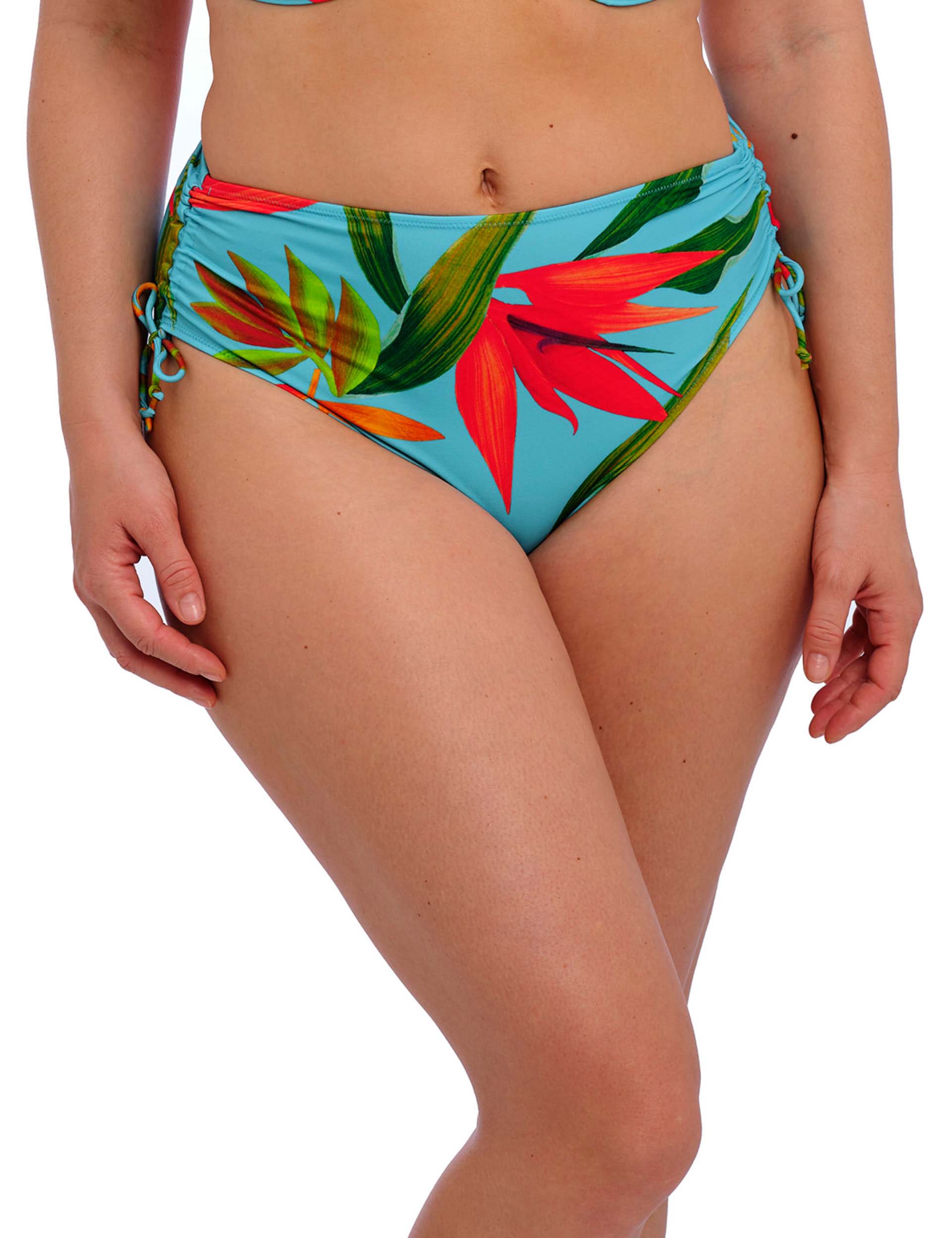 Fantasie Women's Pichola Floral Tie Side High Waisted Bikini Bottoms - Blue Mix, Blue Mix