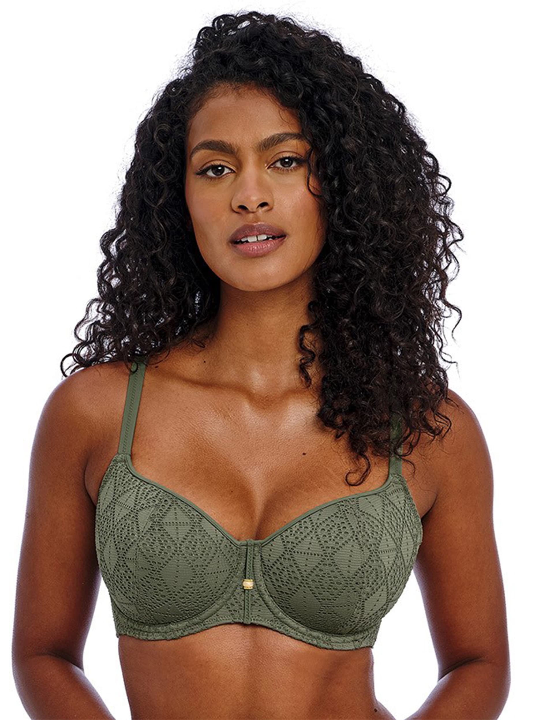 Freya Women's Nomad Nights Wired Padded Plunge Bikini Top - 34DD - Green, Green