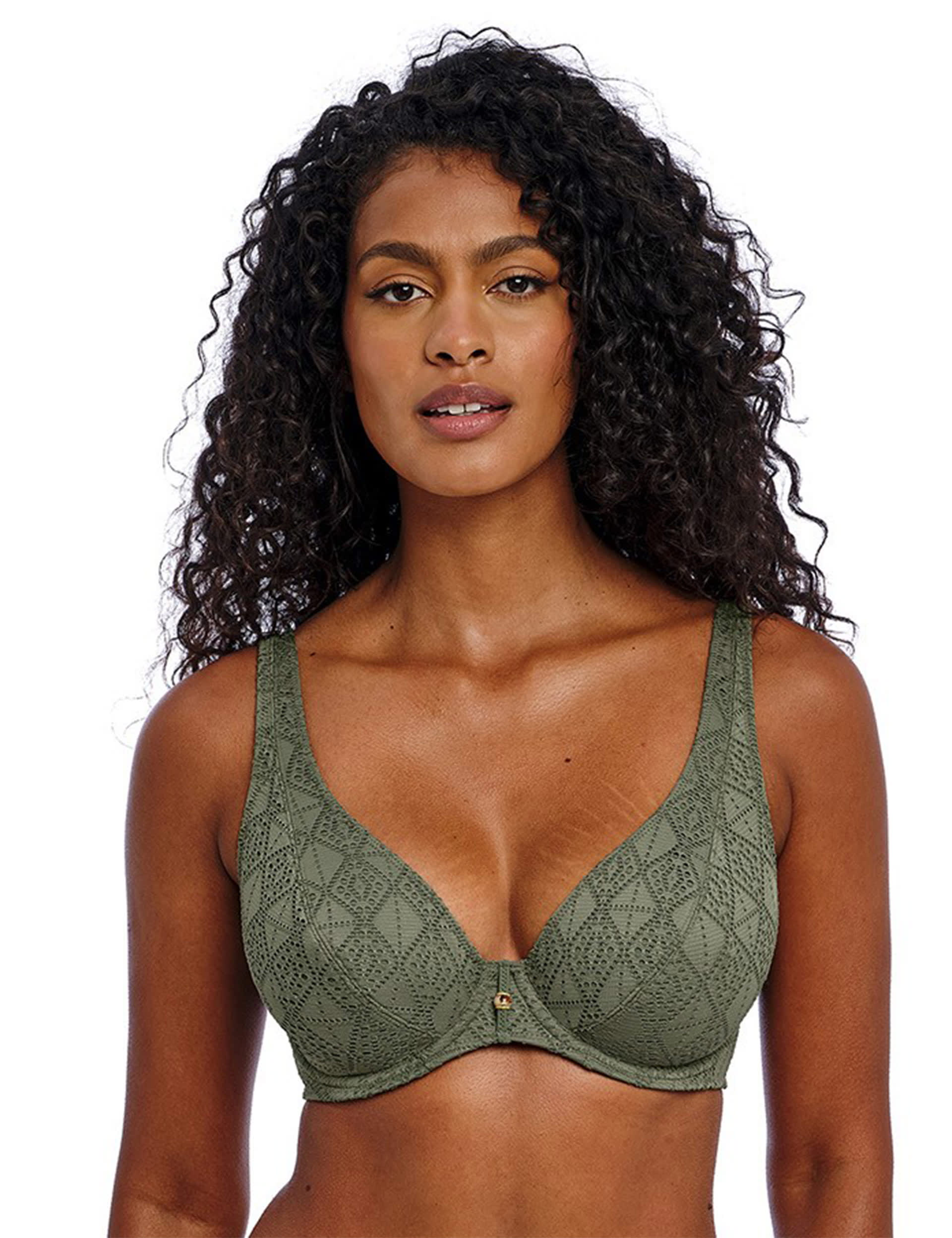 Freya Women's Nomad Nights Wired Plunge Bikini Top (D-HH) - 36DD - Green, Green