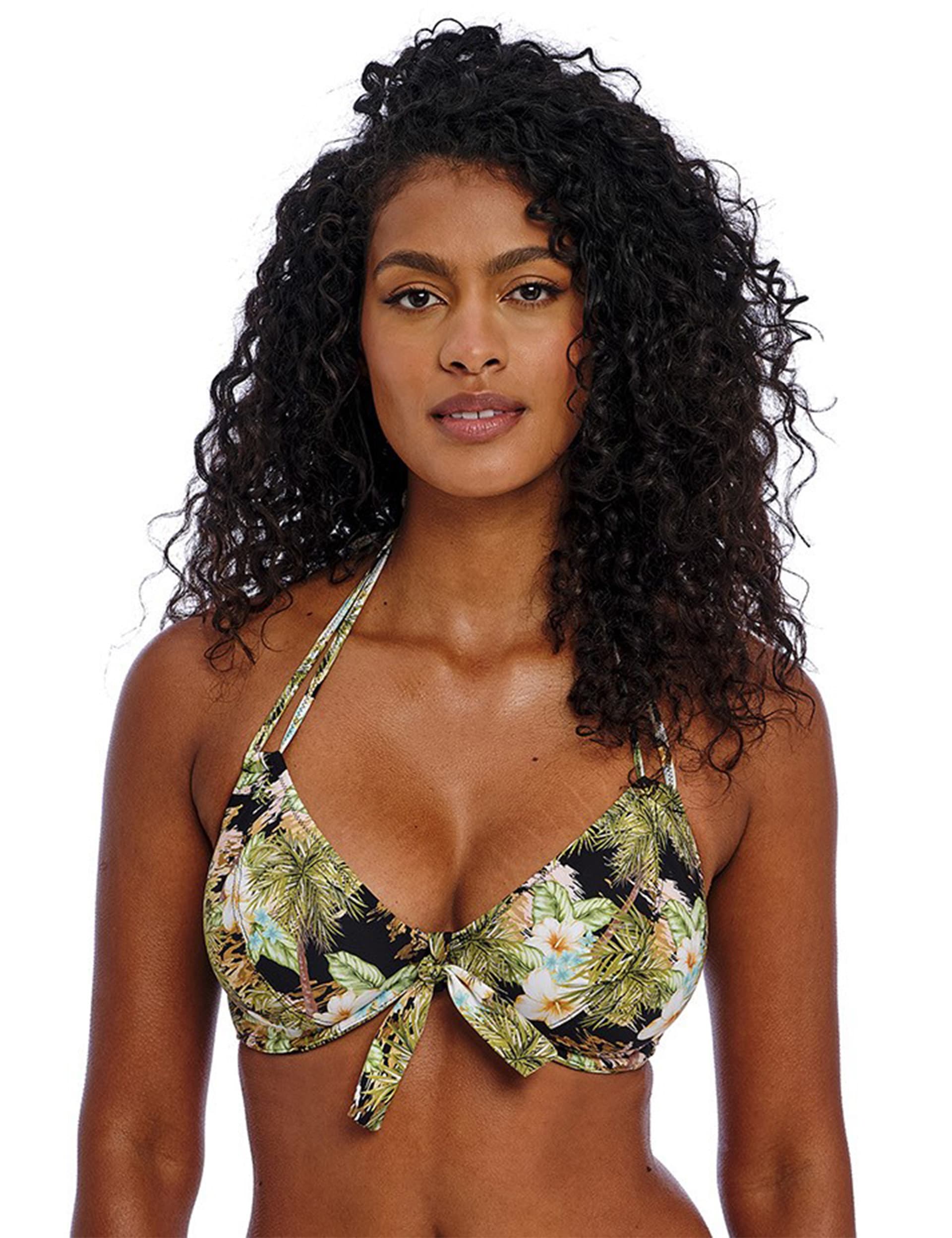 Freya Women's Bahama Shores Printed Halterneck Bikini Top - 34DD - Black, Black