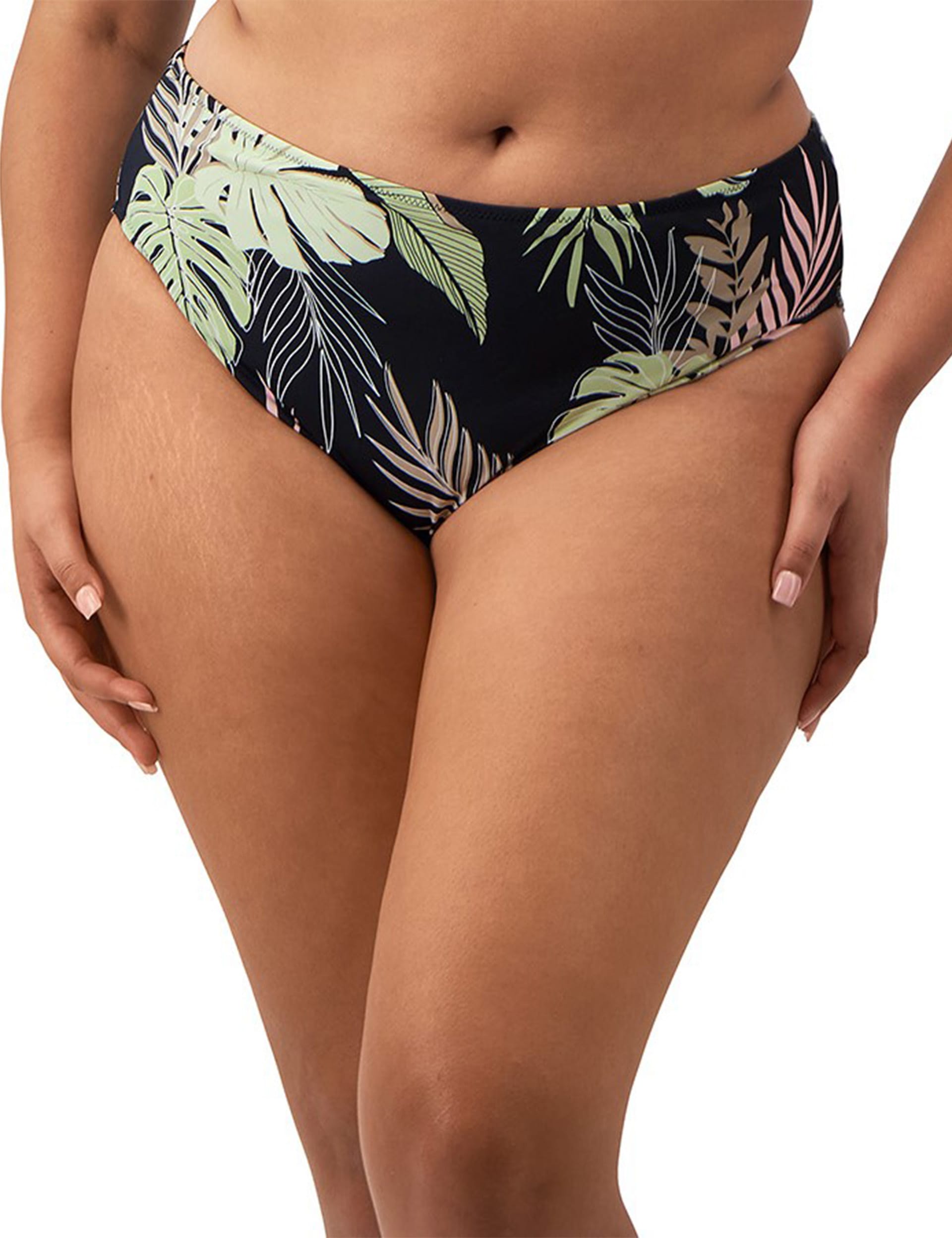 Elomi Women's Tropical Retreat Floral Bikini Bottoms - 16 - Black, Black