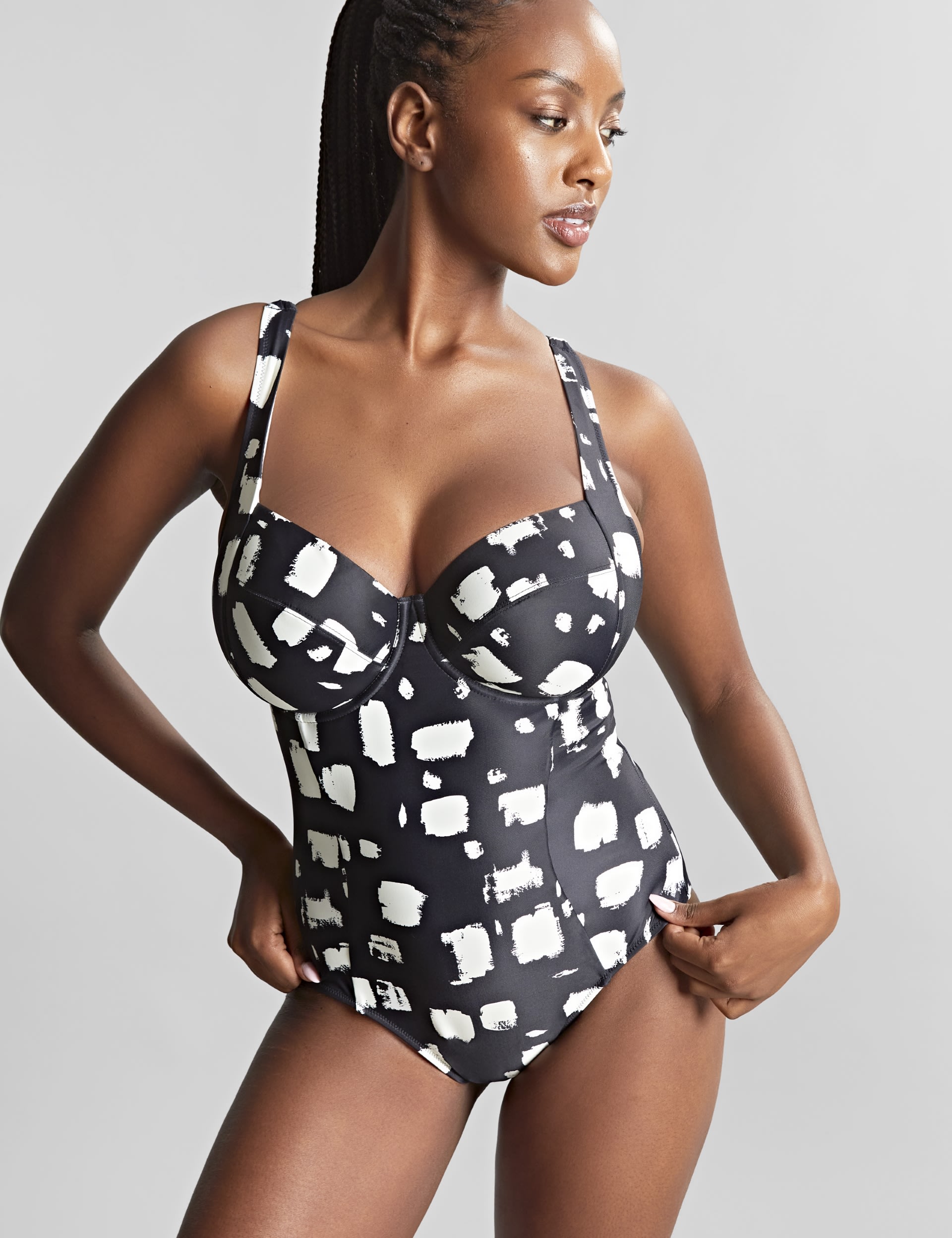 Panache Women's Black Sand Paloma Printed Wired Swimsuit - 30J - Black Mix, Black Mix