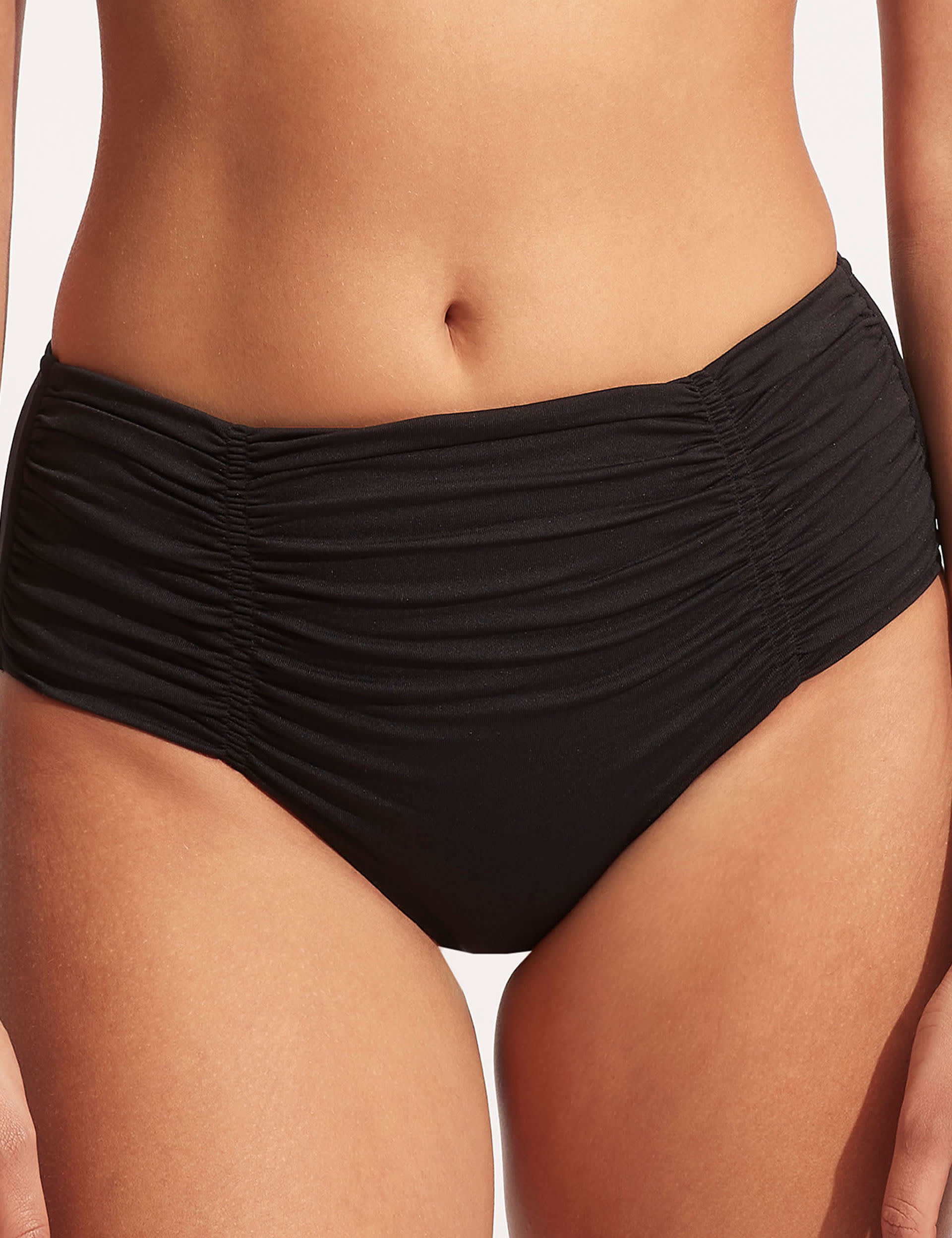 Seafolly Women's Collective Gathered Front Bikini Bottoms - 16 - Black, Black