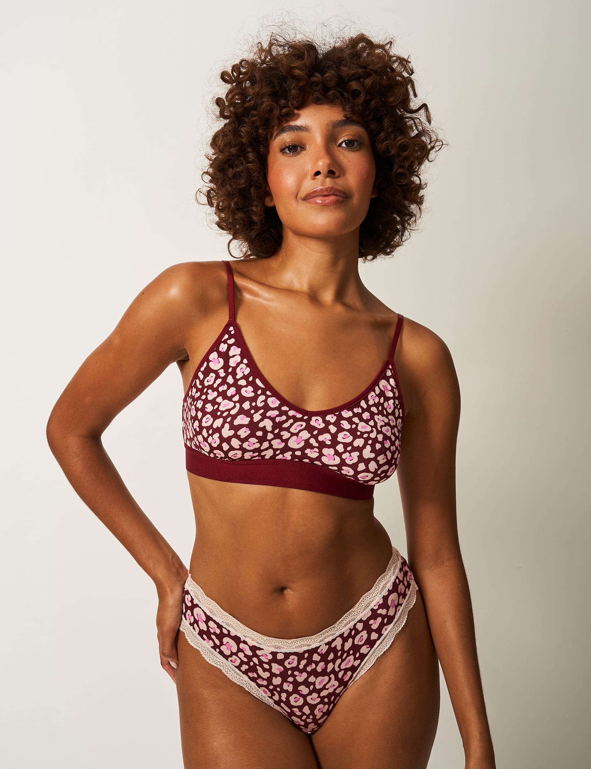 Stripe & Stare Women's Animal Print Lace Cuffed Brazilian Knickers - 4XL - Red Mix, Red Mix