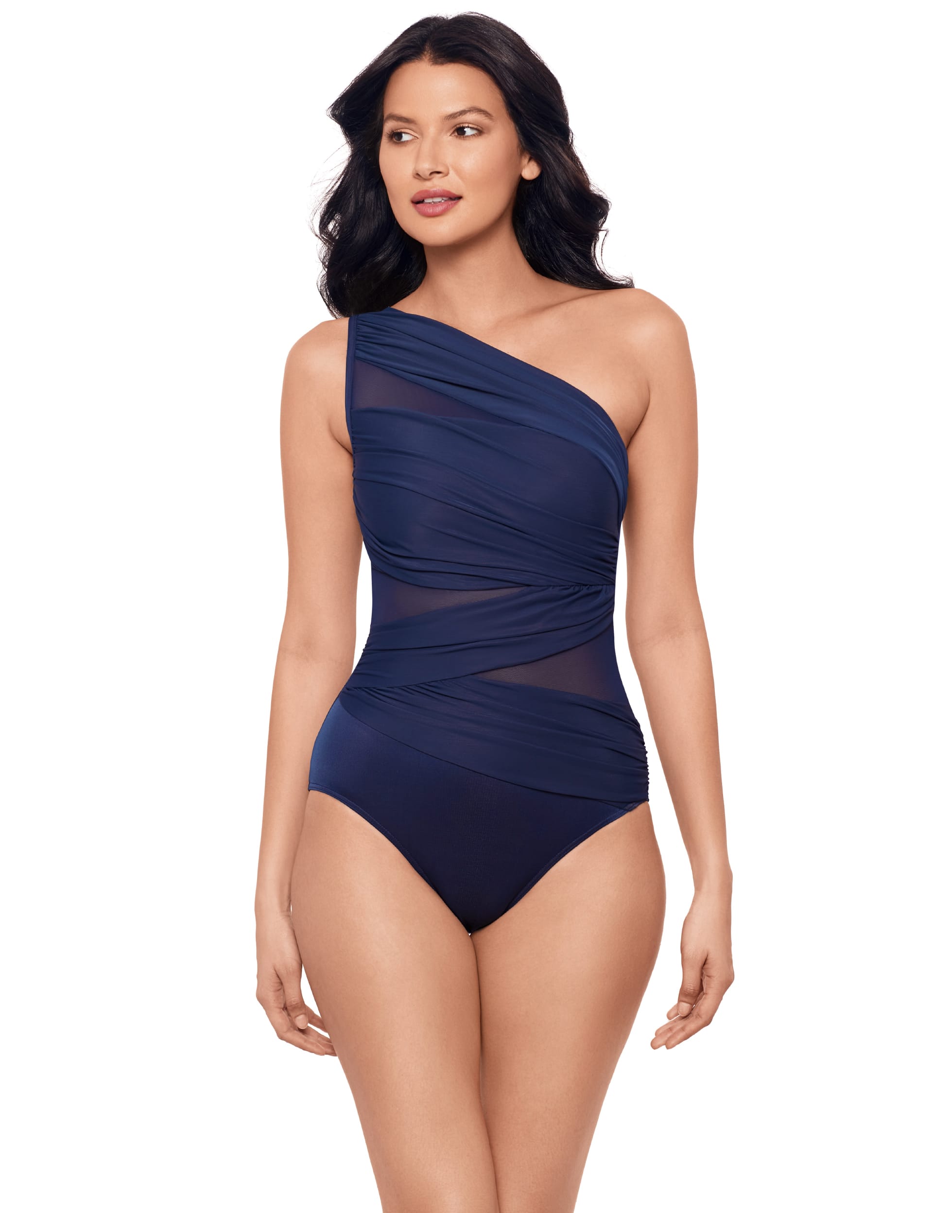 Miraclesuit Women's Extra Firm Control One Shoulder Swimsuit - 14 - Navy, Navy