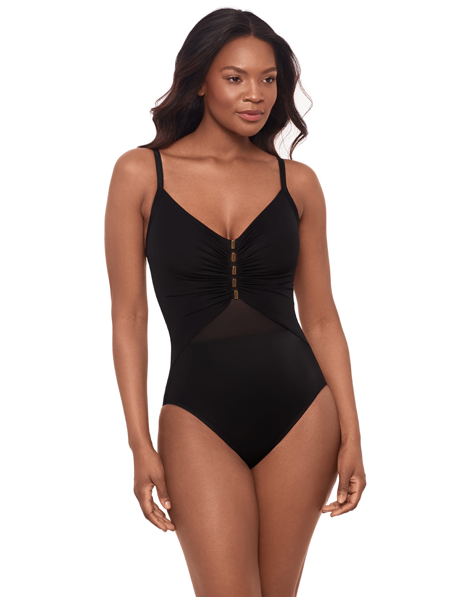 Miraclesuit Women's Extra Firm Control Wired V-Neck Swimsuit - 14 - Black, Black