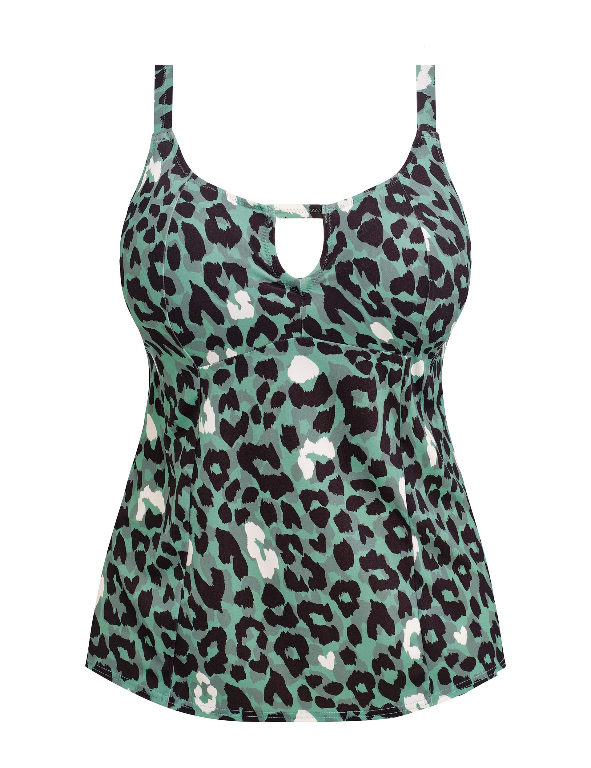 Elomi Women's Jungle Bay Animal Print Moulded Tankini Top - 16 - Olive, Olive