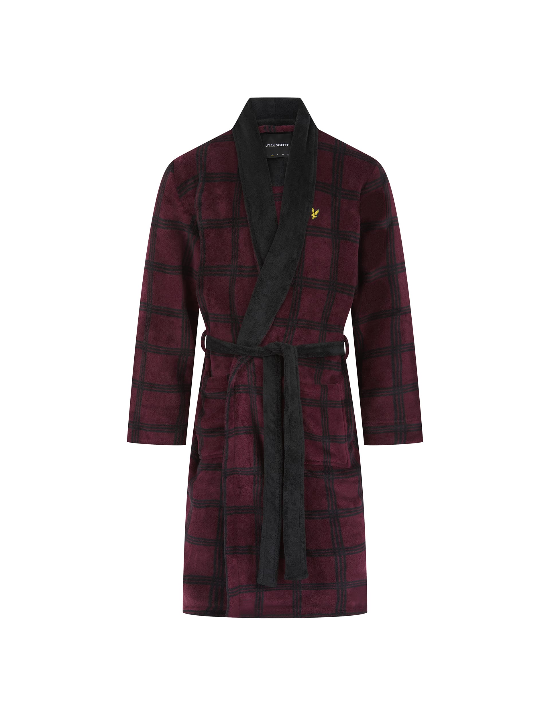 Lyle & Scott Men's Fleece Checked Dressing Gown - M - Red Mix, Red Mix,Blue Mix