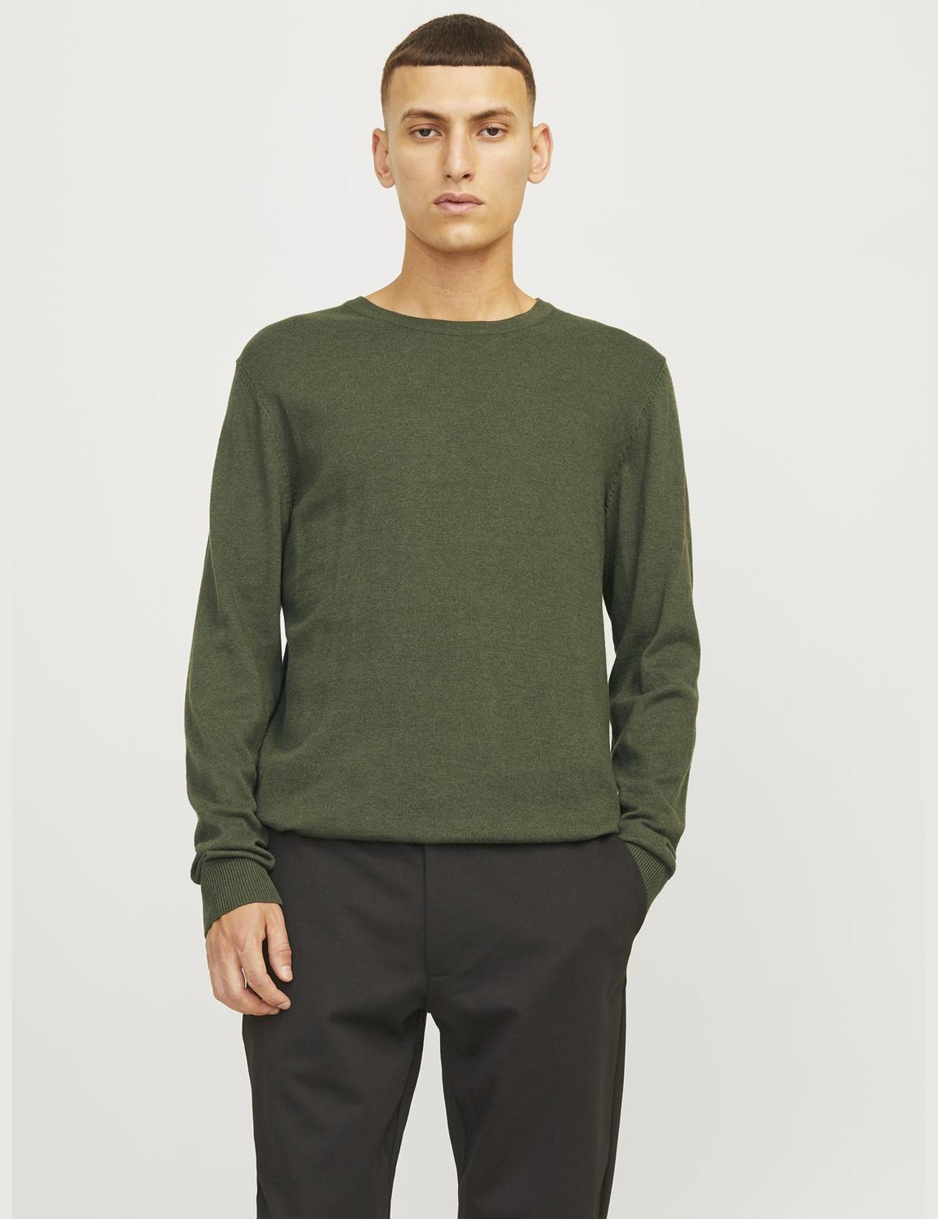 Jack & Jones Men's Cotton Rich Crew Neck - S - Green, Dark Grey,Green