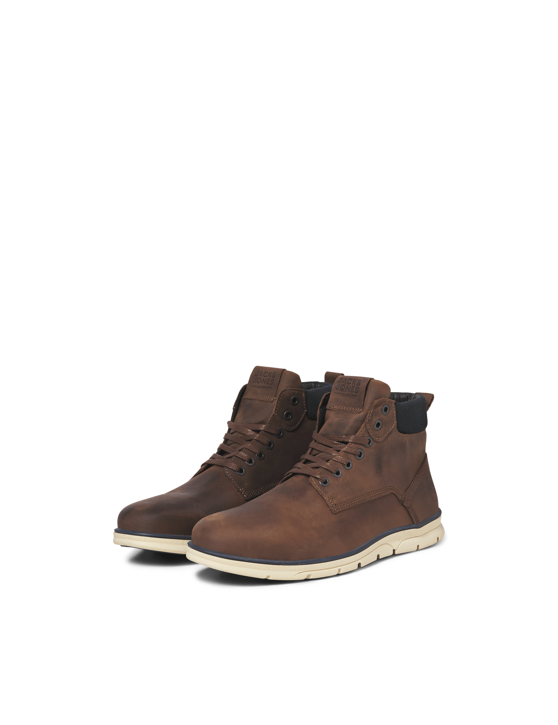 Jack & Jones Men's Leather Casual Boots - 8 - Brown, Brown