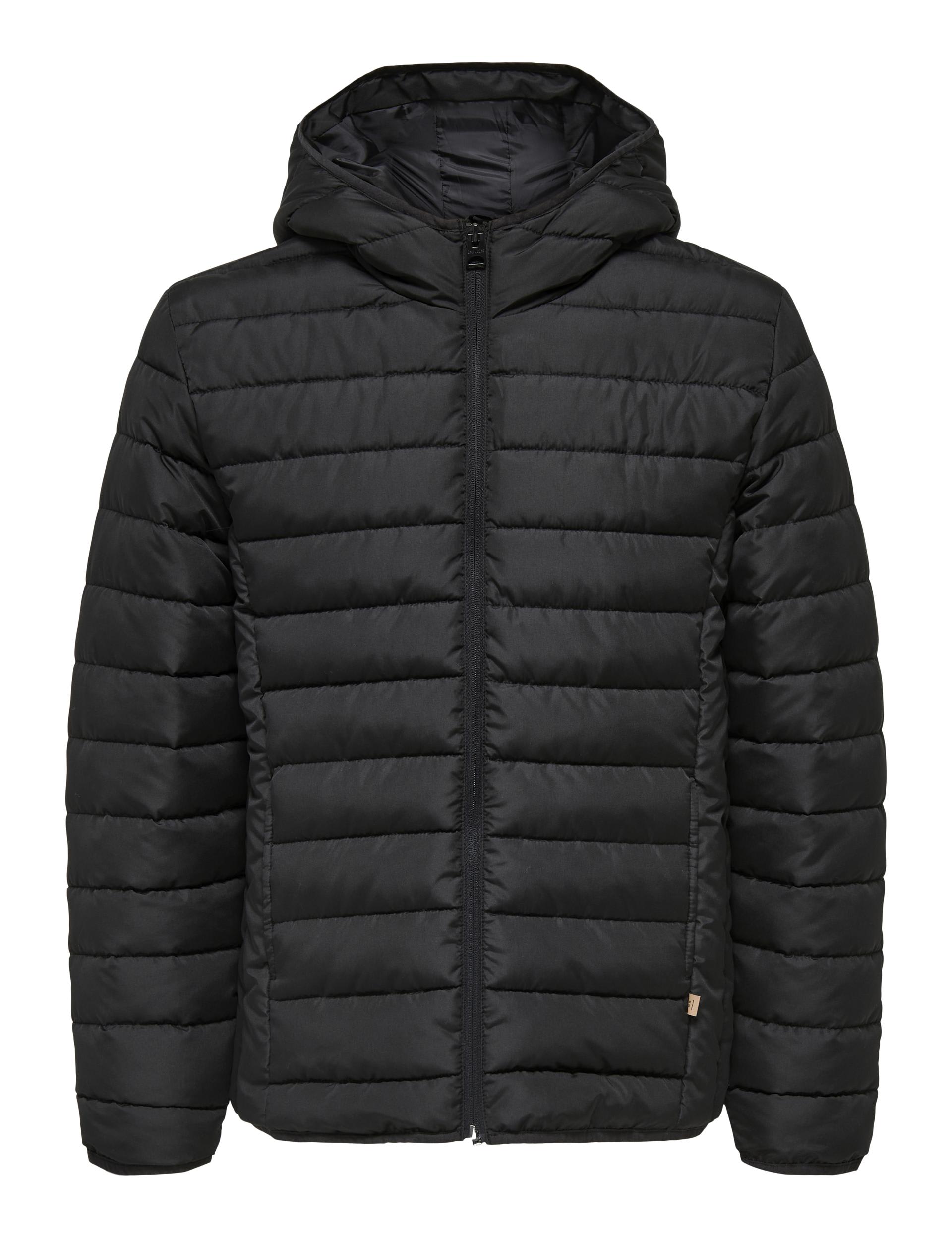 Only & Sons Men's Hooded Puffer Jacket - L - Black, Black