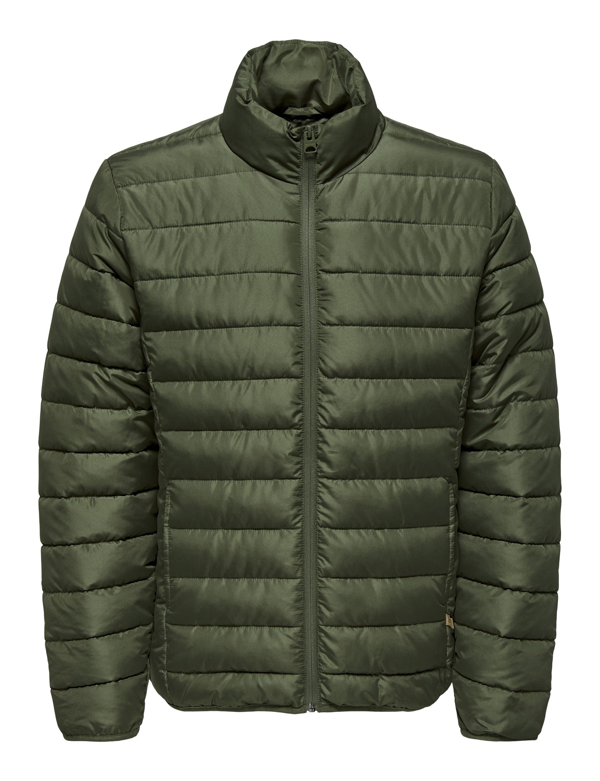 Only & Sons Men's Quilted Puffer Jacket - S - Khaki, Khaki