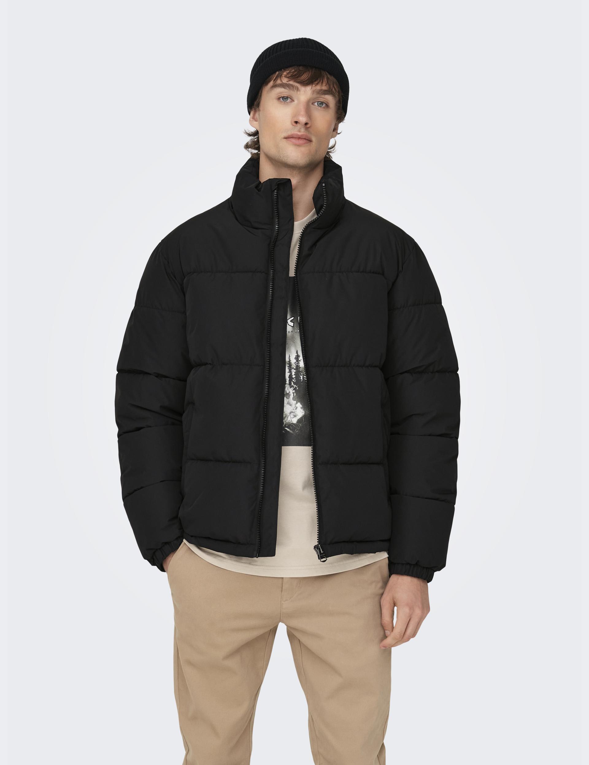 Only & Sons Men's Padded Puffer Jacket - XL - Black, Black