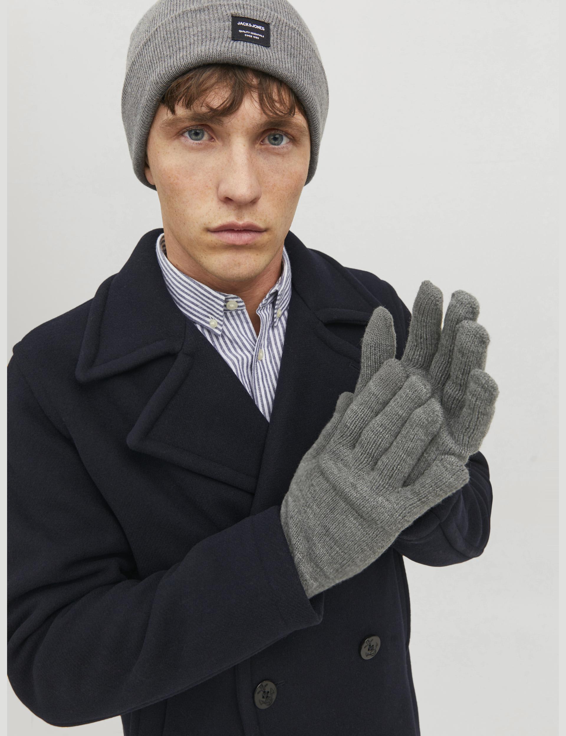 Jack & Jones Men's Knitted Gloves - one size - Grey, Black,Grey