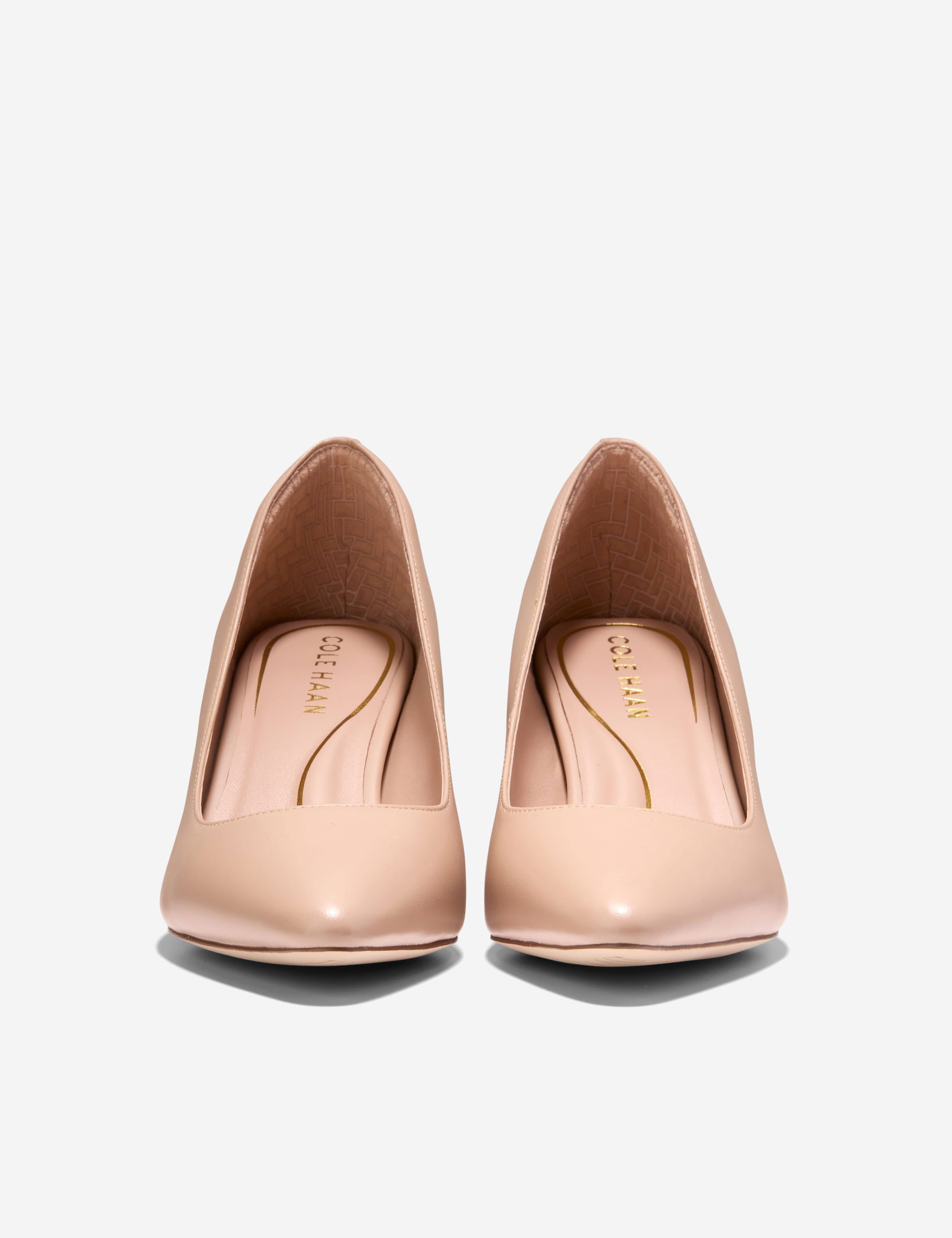 Cole Haan Women's Cassandra Leather Block Heel Pointed Pumps - 6 - Nude, Nude,Black Mix