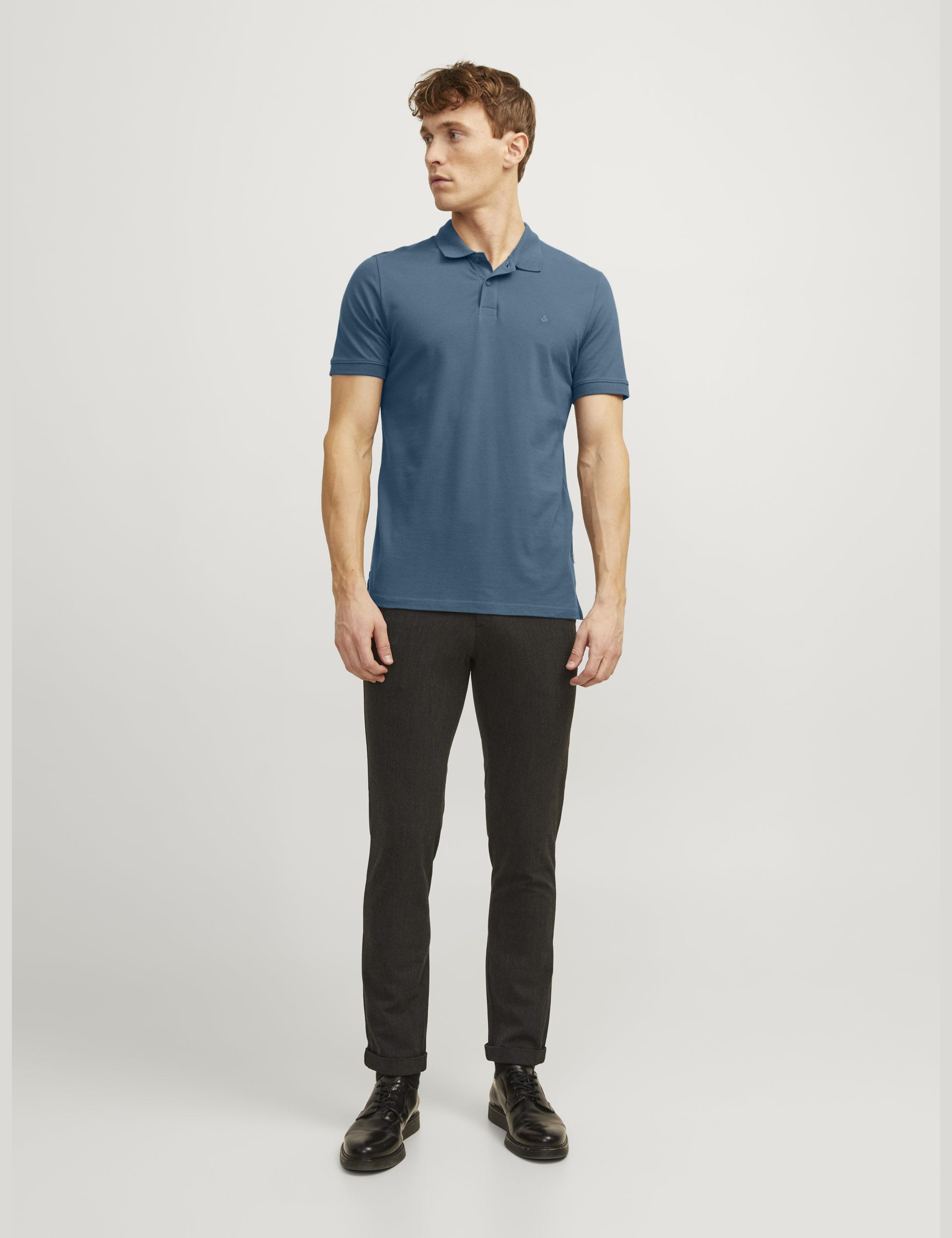 Jack & Jones Men's Slim Fit Pure Cotton Polo Shirt - Blue, Blue