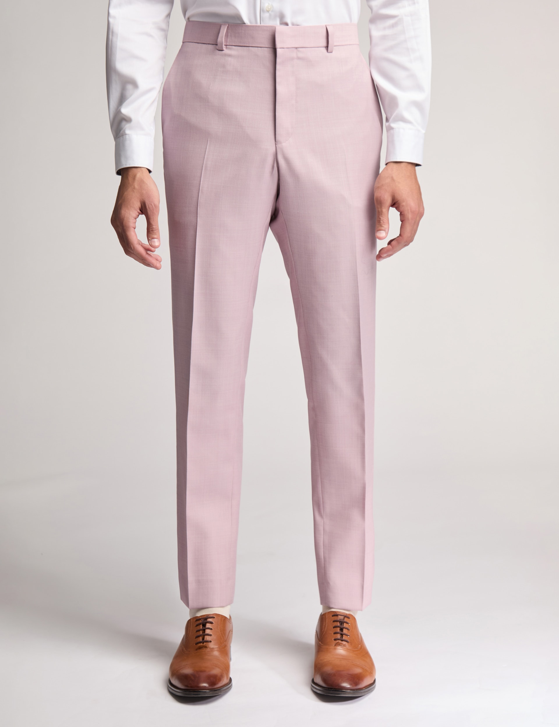 Ted Baker Men's Slim Fit Wool Rich Trousers - 34REG - Light Pink, Light Pink