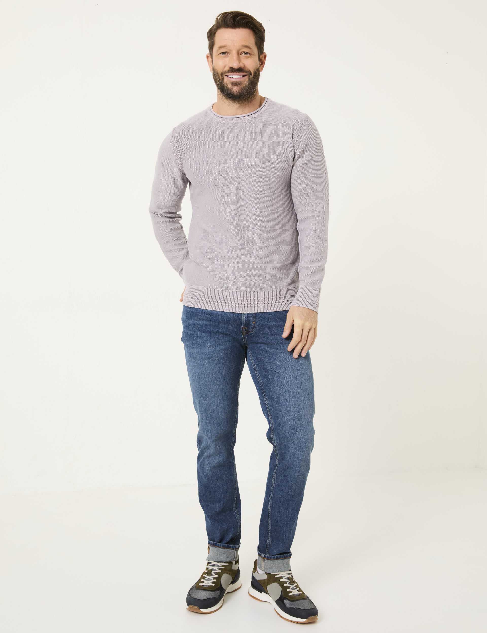 Fatface Men's Pure Cotton Crew Neck Jumper - XXLREG - Purple, Purple