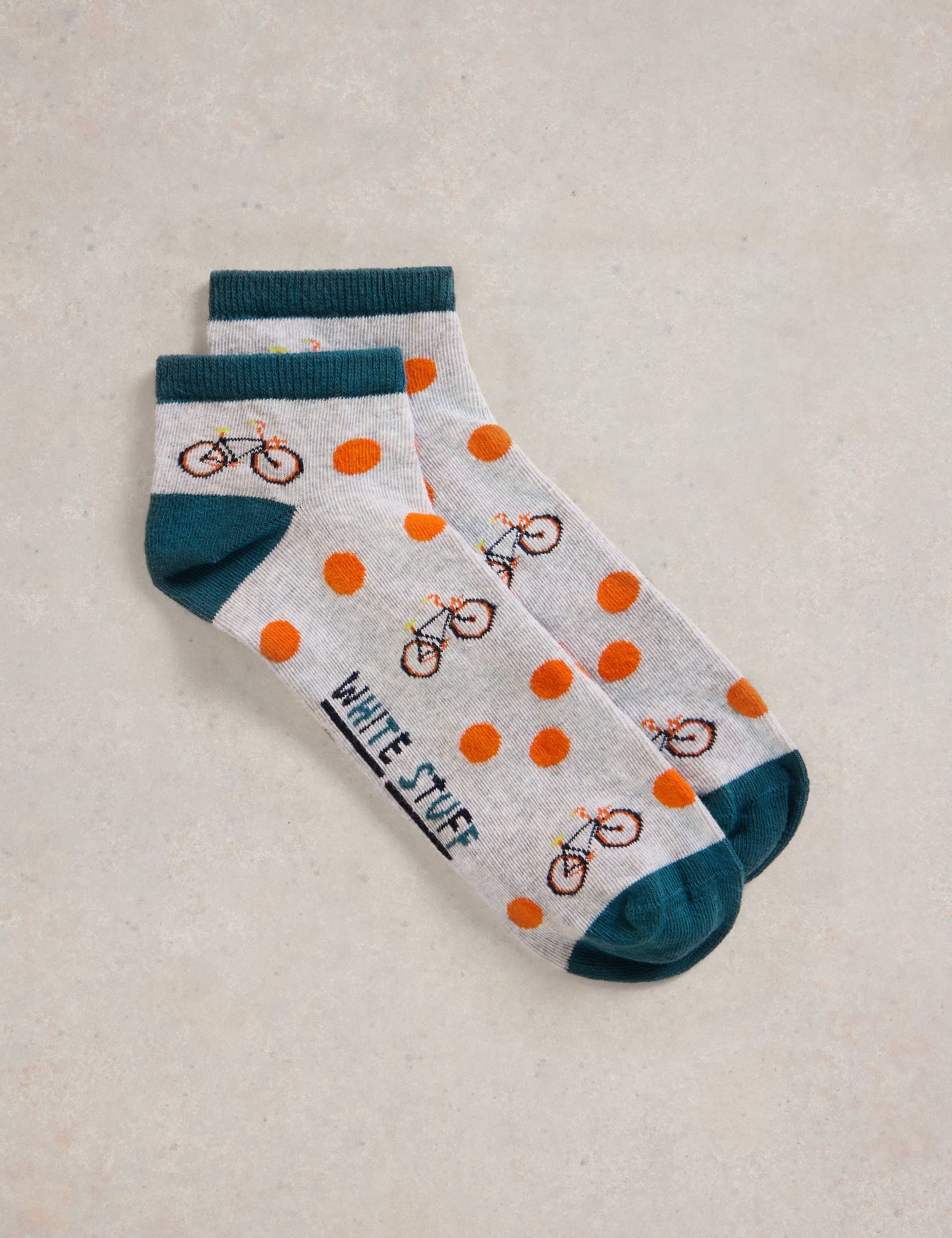 White Stuff Men's Bicycles Cotton Rich Trainer Socks - 7-9 - Grey Mix, Grey Mix