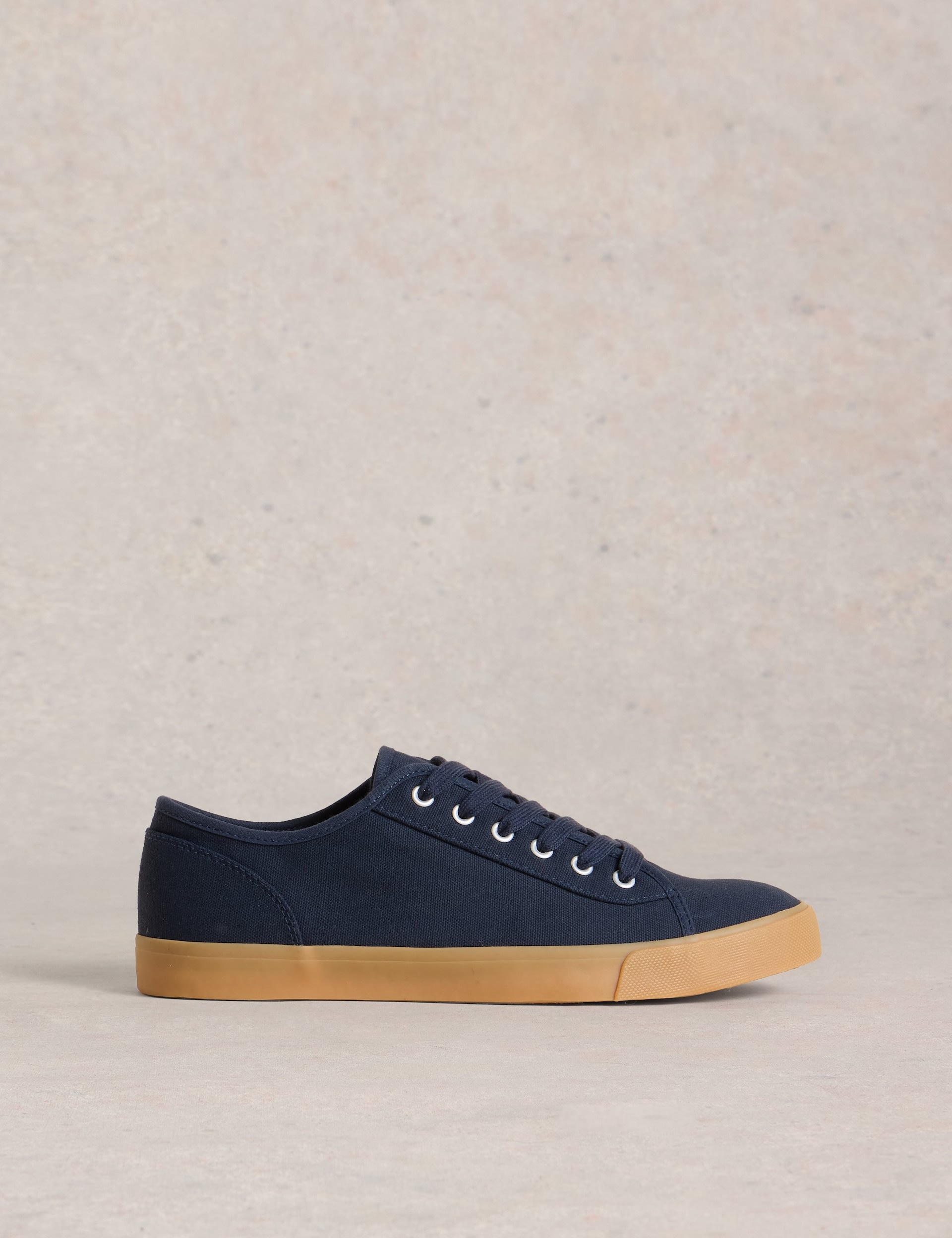 White Stuff Men's Lace Up Plimsoll Trainers - 10 - Navy, Navy,White