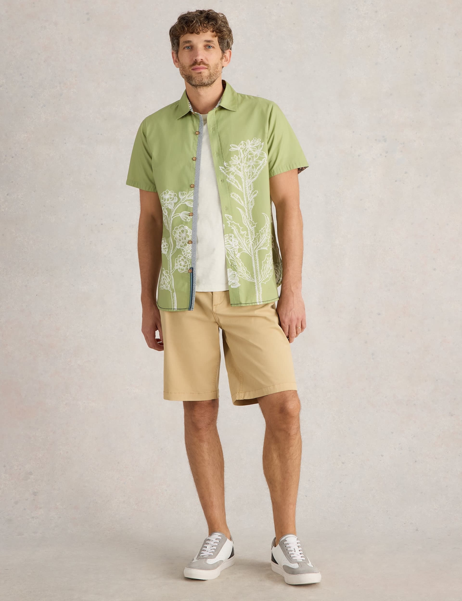 White Stuff Men's Pure Cotton Floral Shirt - M - Green Mix, Green Mix