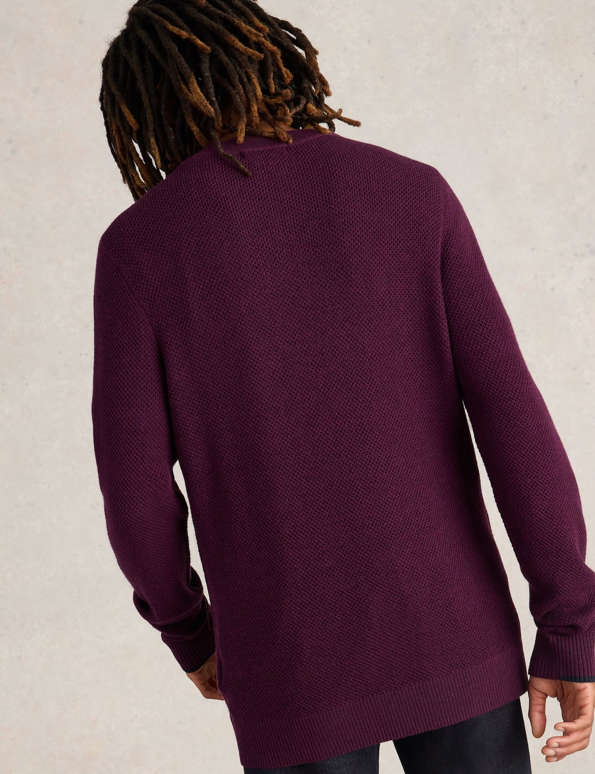 White Stuff Men's Pure Merino Wool Textured Henley Jumper - S - Purple, Purple,Teal,Navy